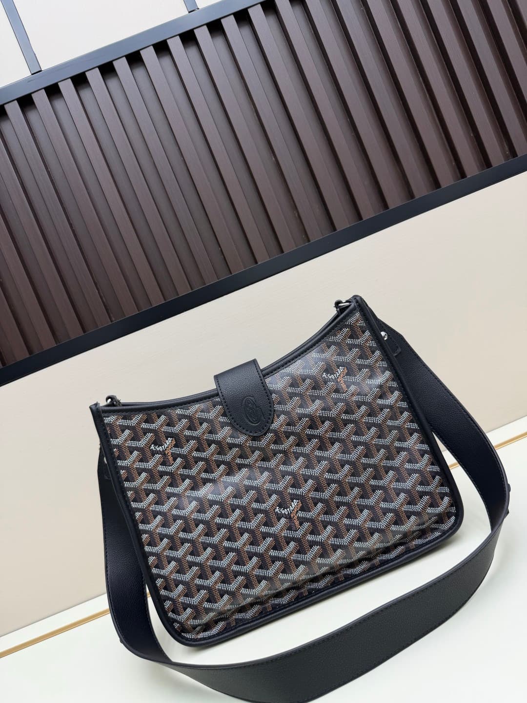 Goyard Musette PM bag in black Goyardine canvas Mid