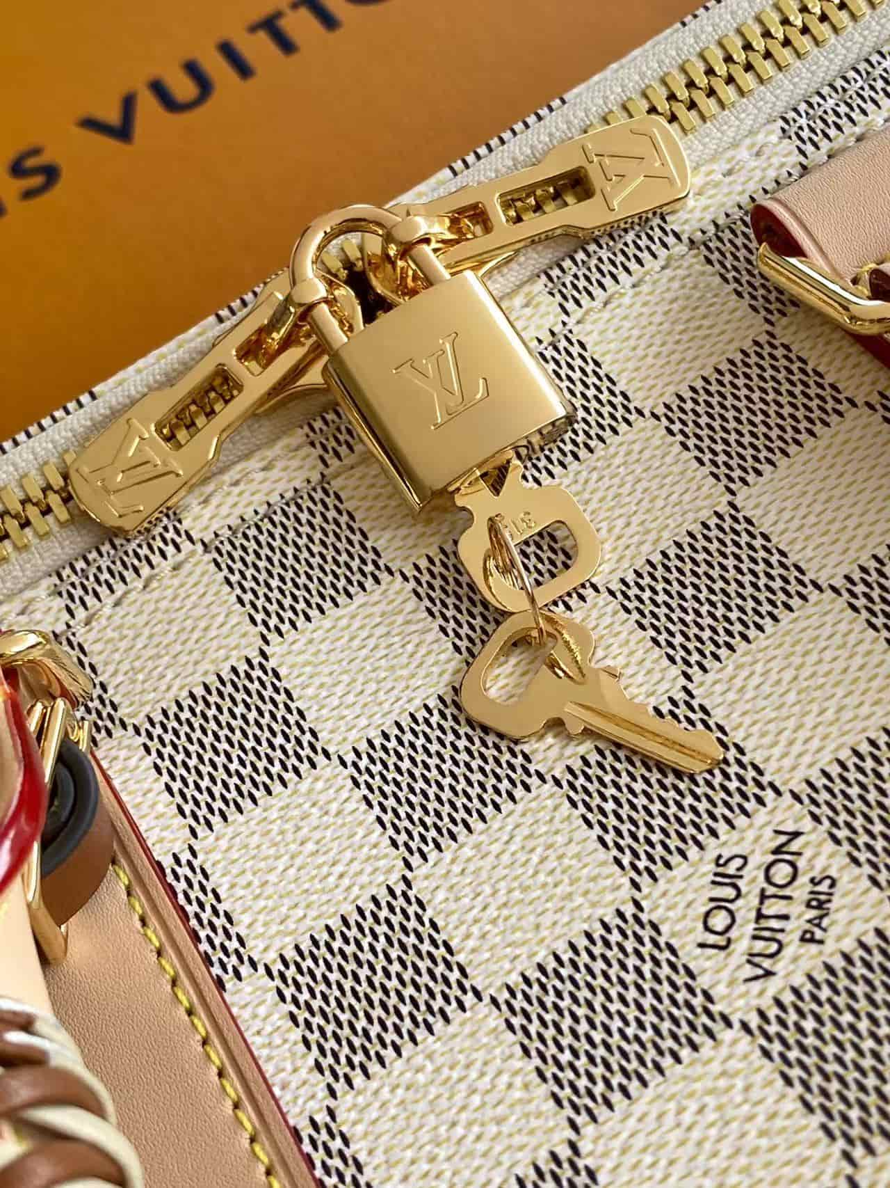 Louis Vuitton Keepall Bandoulière 45 Banana Yellow/Hazelnut Brown Damier Azur coated canvas N40909 High