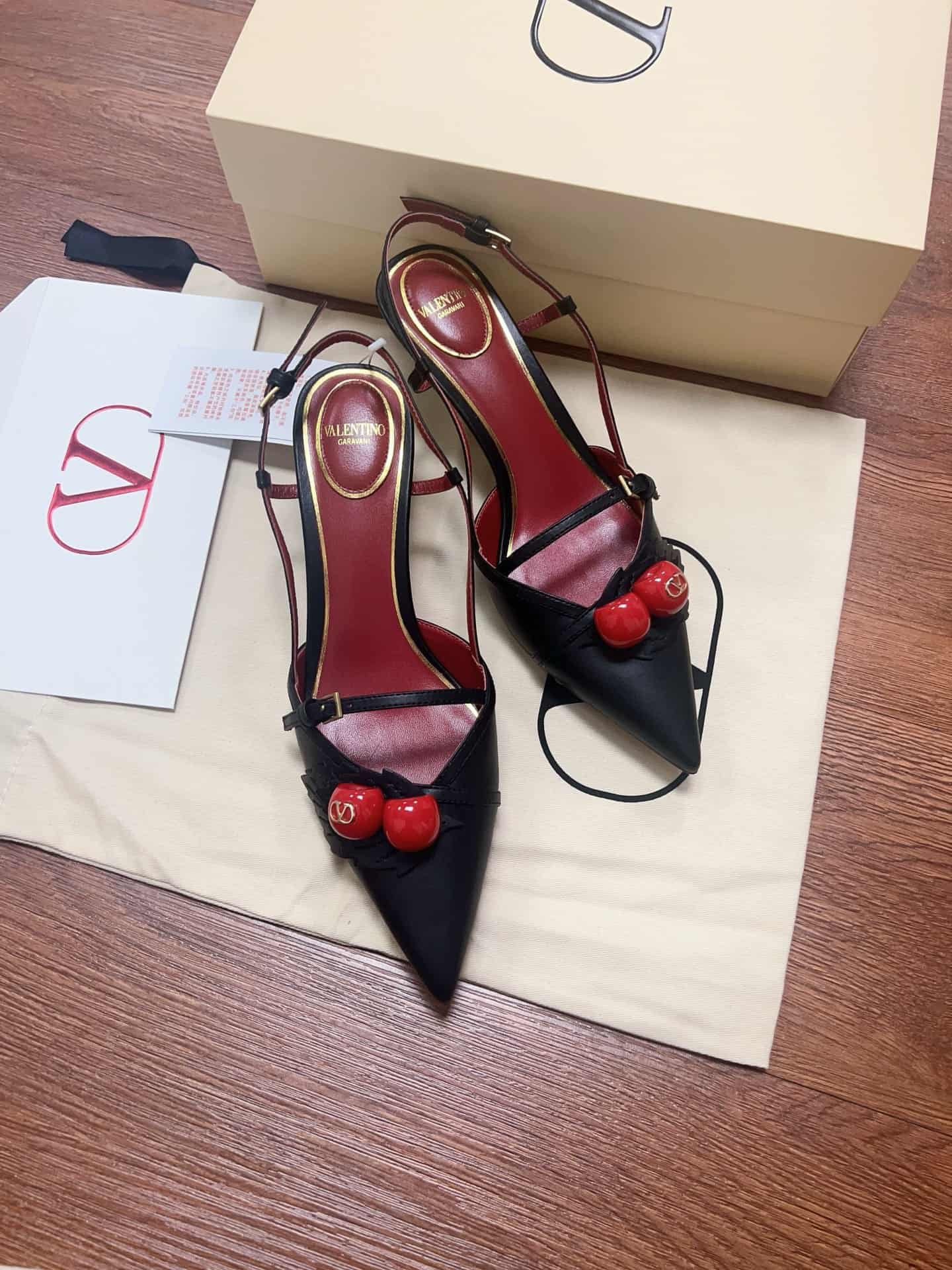 Valentino Garavani Leather Cherryfic Slingback Pumps