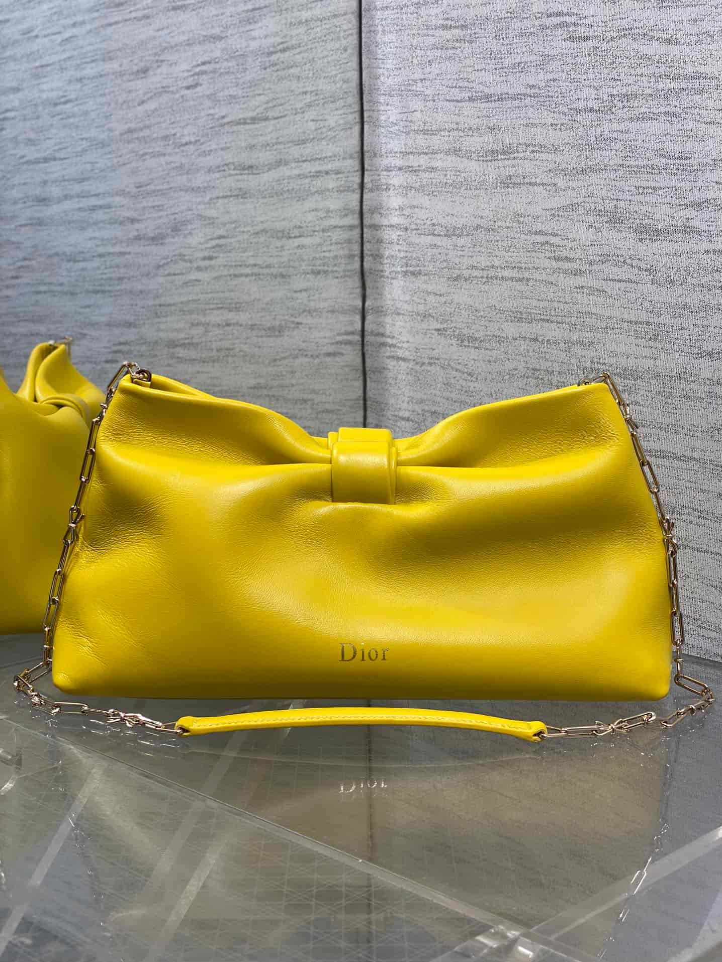 Dior Or Medium Dior Bow Bag Buttercup Leather High