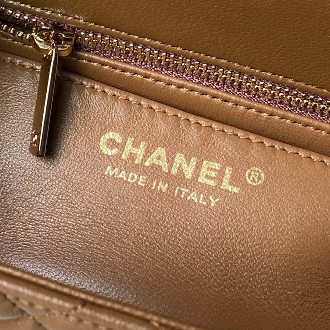 Chanel Mini Classic Flap Bag Lambskin & Gold-Tone Metal AS5758 Dark Brown High