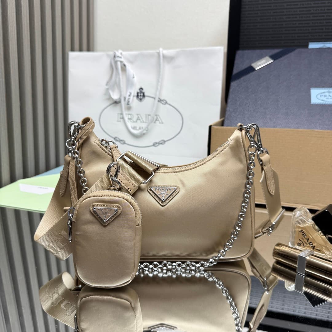 Prada Re-Edition 2005 Nylon bag 1BH204 Beige High