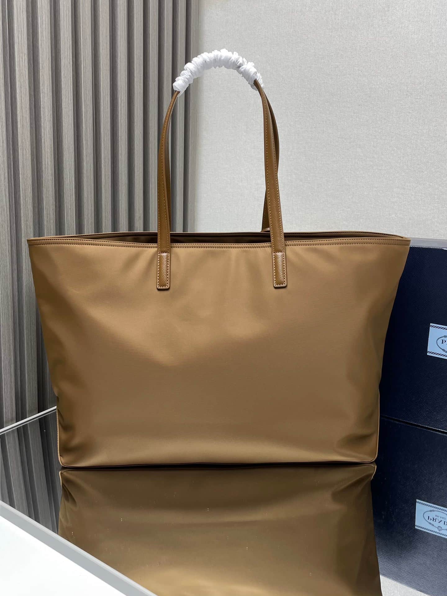 Prada Re-Edition 1978 large Re-Nylon and Saffiano leather tote bag Brown 1BG527 High