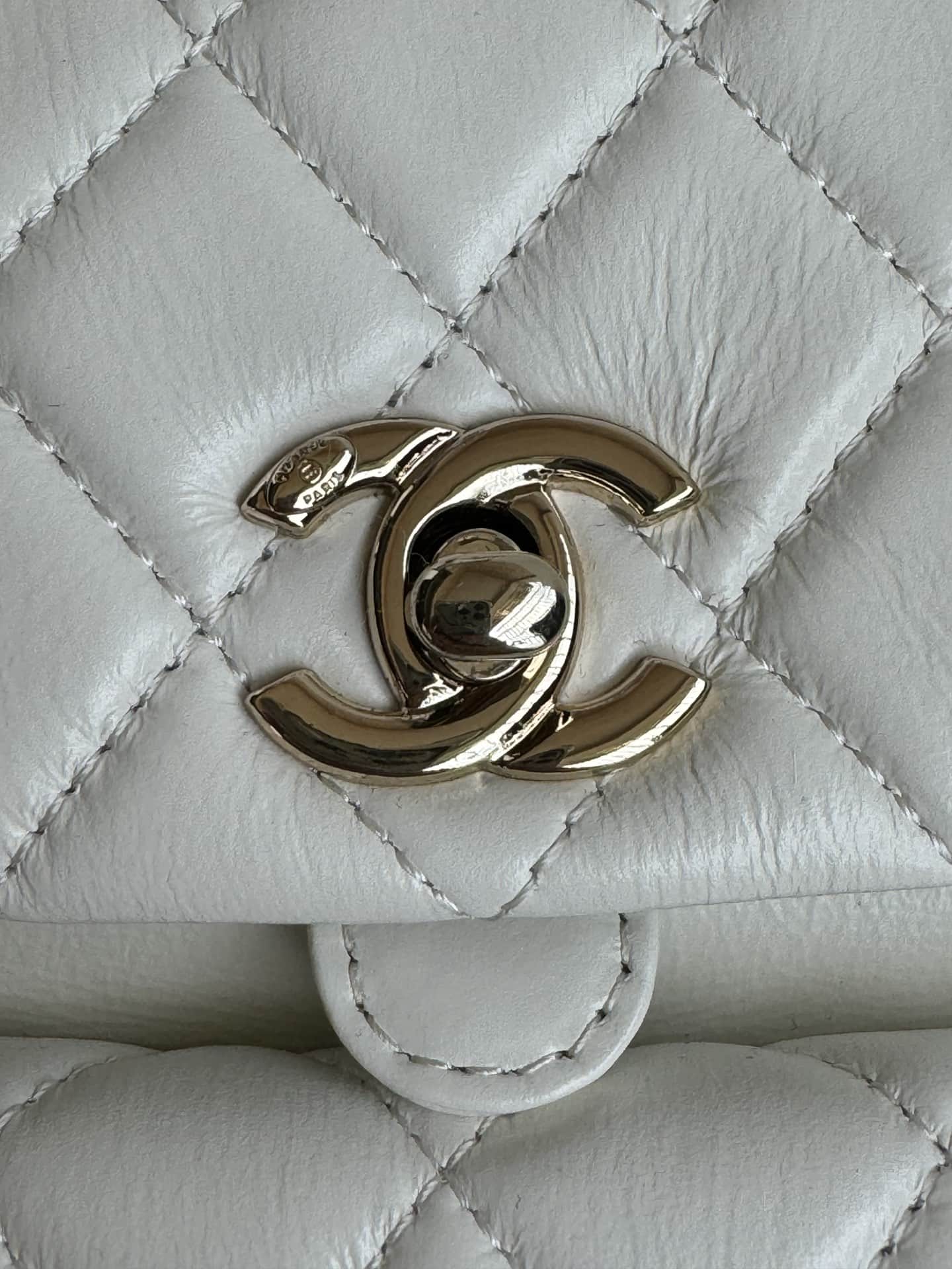 Chanel Small Quilted Duma Backpack Shiny Calfskin AS2908 White High