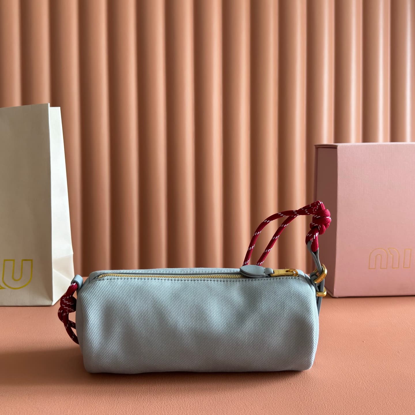 Miu Miu Gabardine pouch Astral Blue/Amaranth 5NE853 TOP