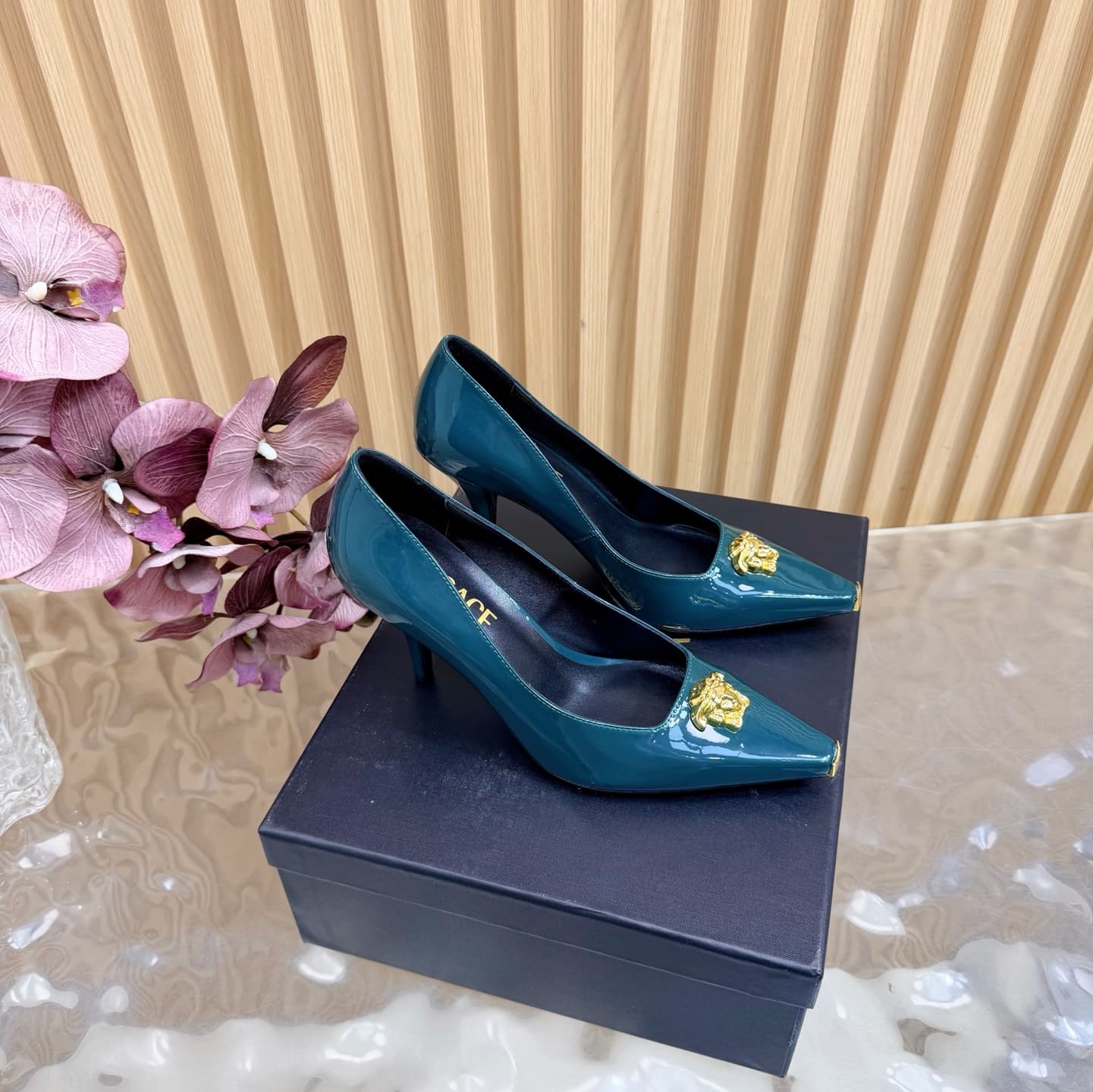 Versace La Medusa patent leather pumps shoes women