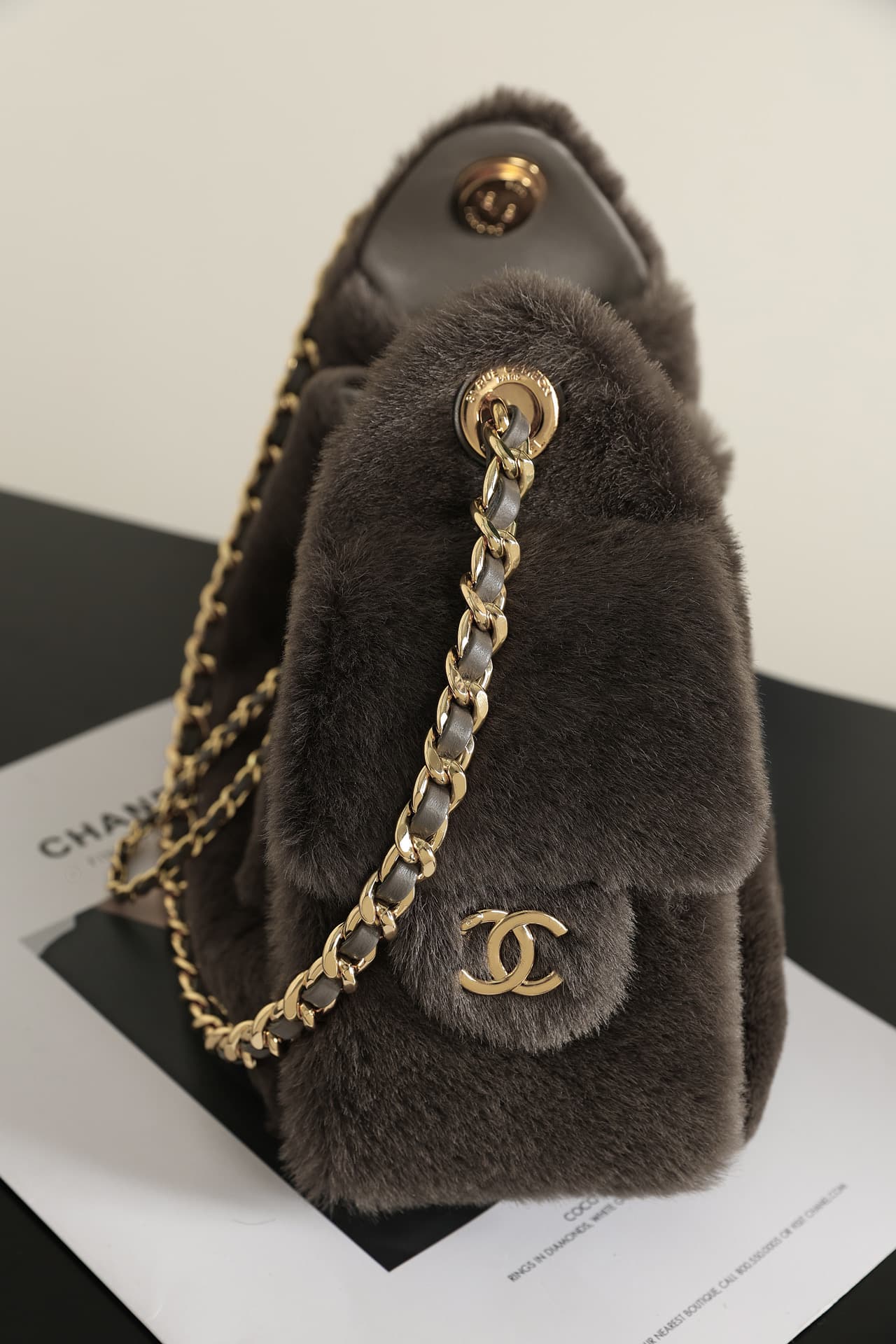 Chanel 25 Mini Hobo handbag AS5631 Pony Hair& Gold-Tone Metal Dark Khaki A