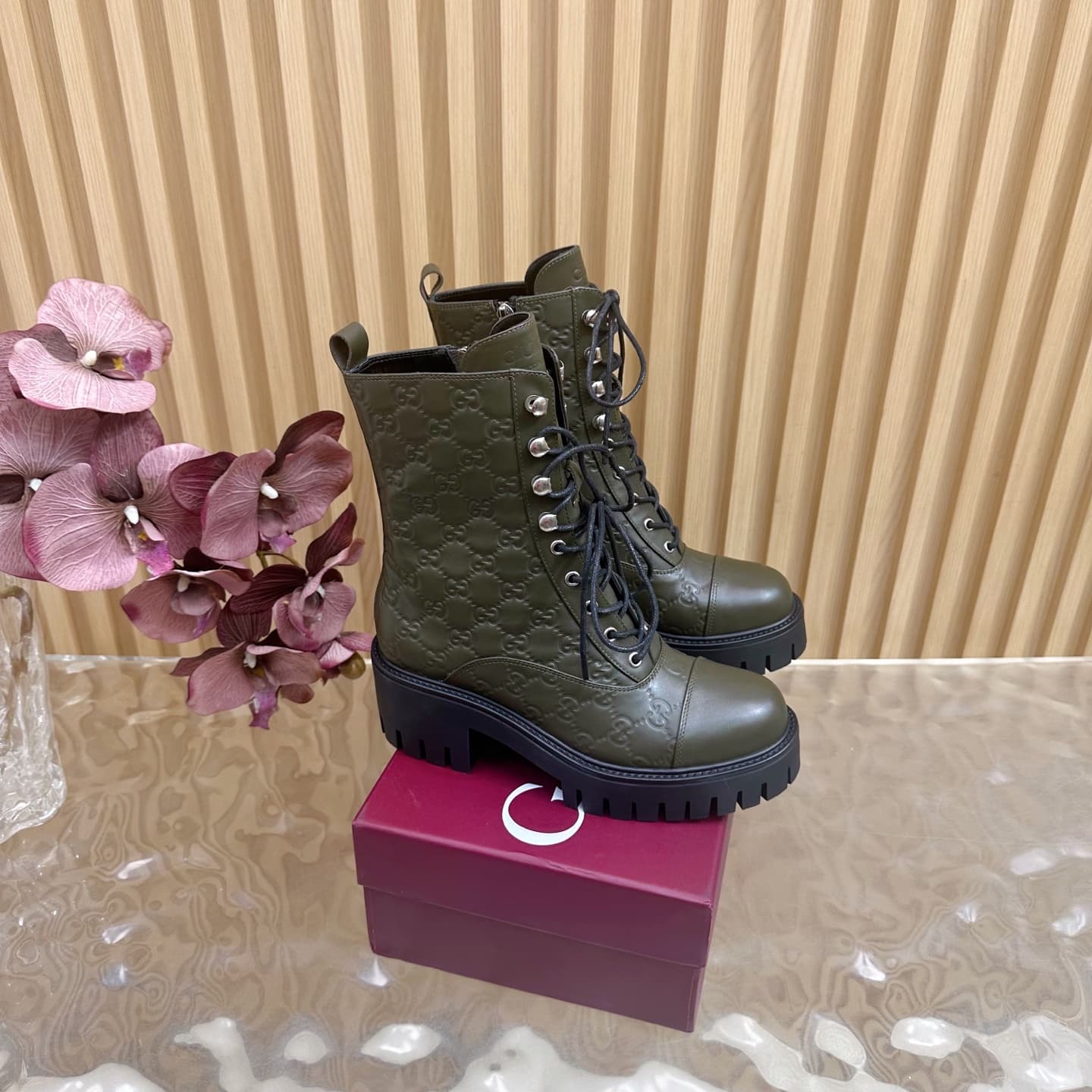 Gucci Women's lace-up ankle boot with GG