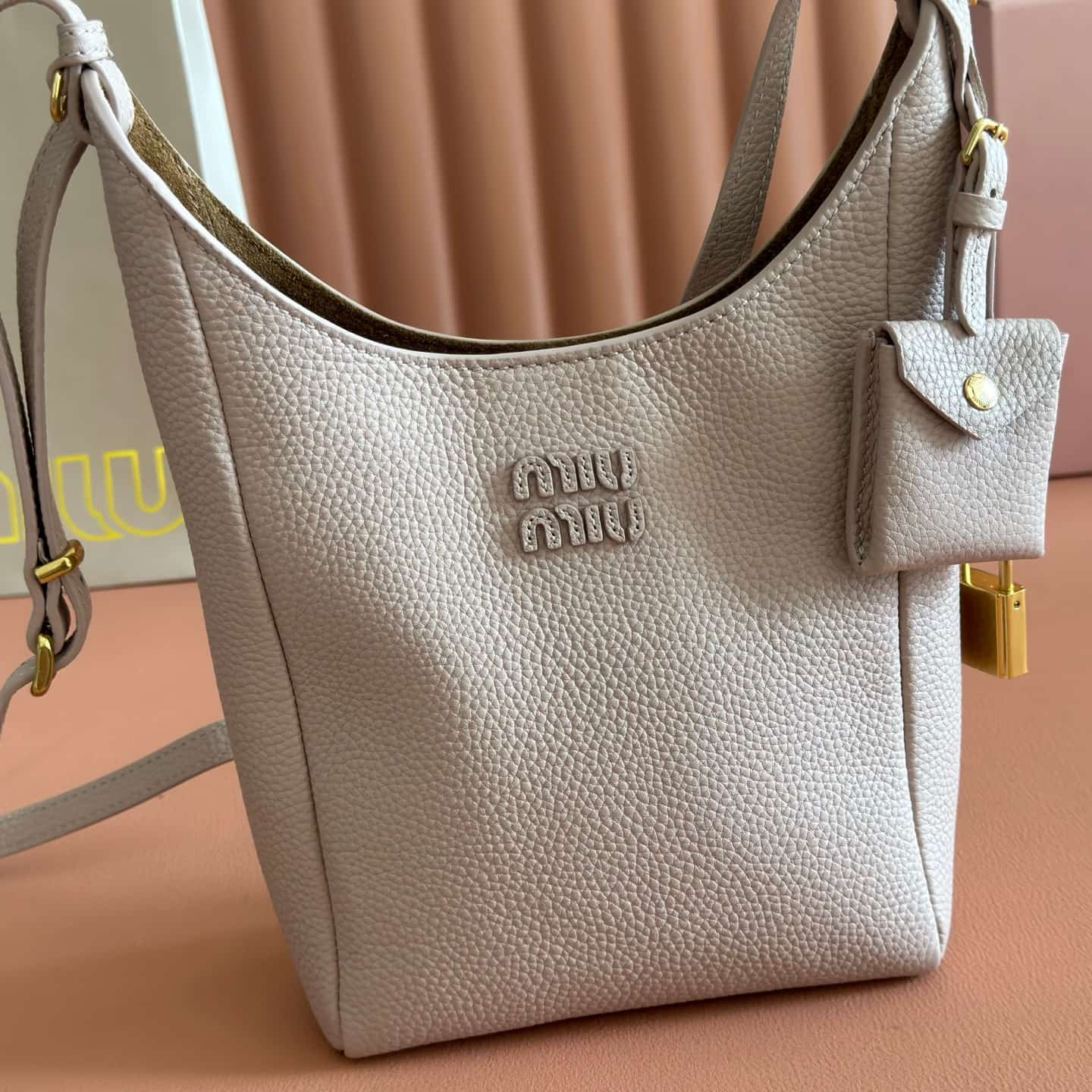 Miu Miu brown leather bucket crossbody bag 5be098 TOP