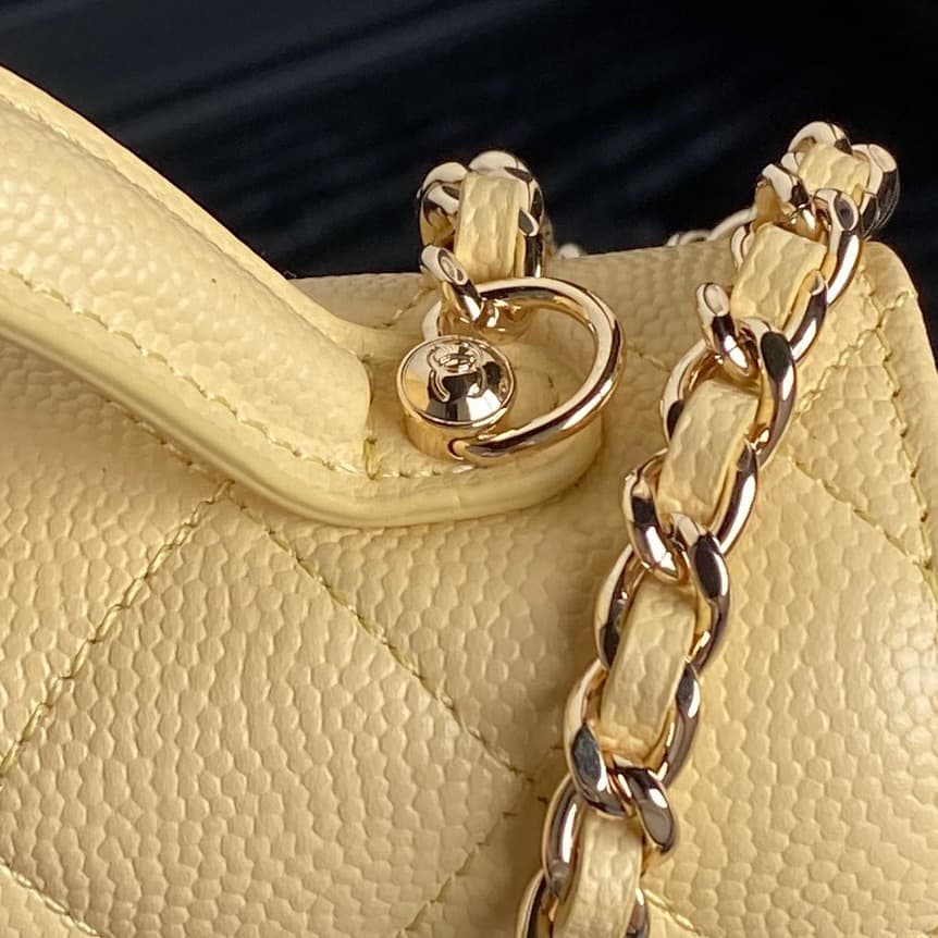 Chanel Mini Flap Clutch with Chain AP4406 Grained Calfskin & Gold-Tone Metal Yellow A