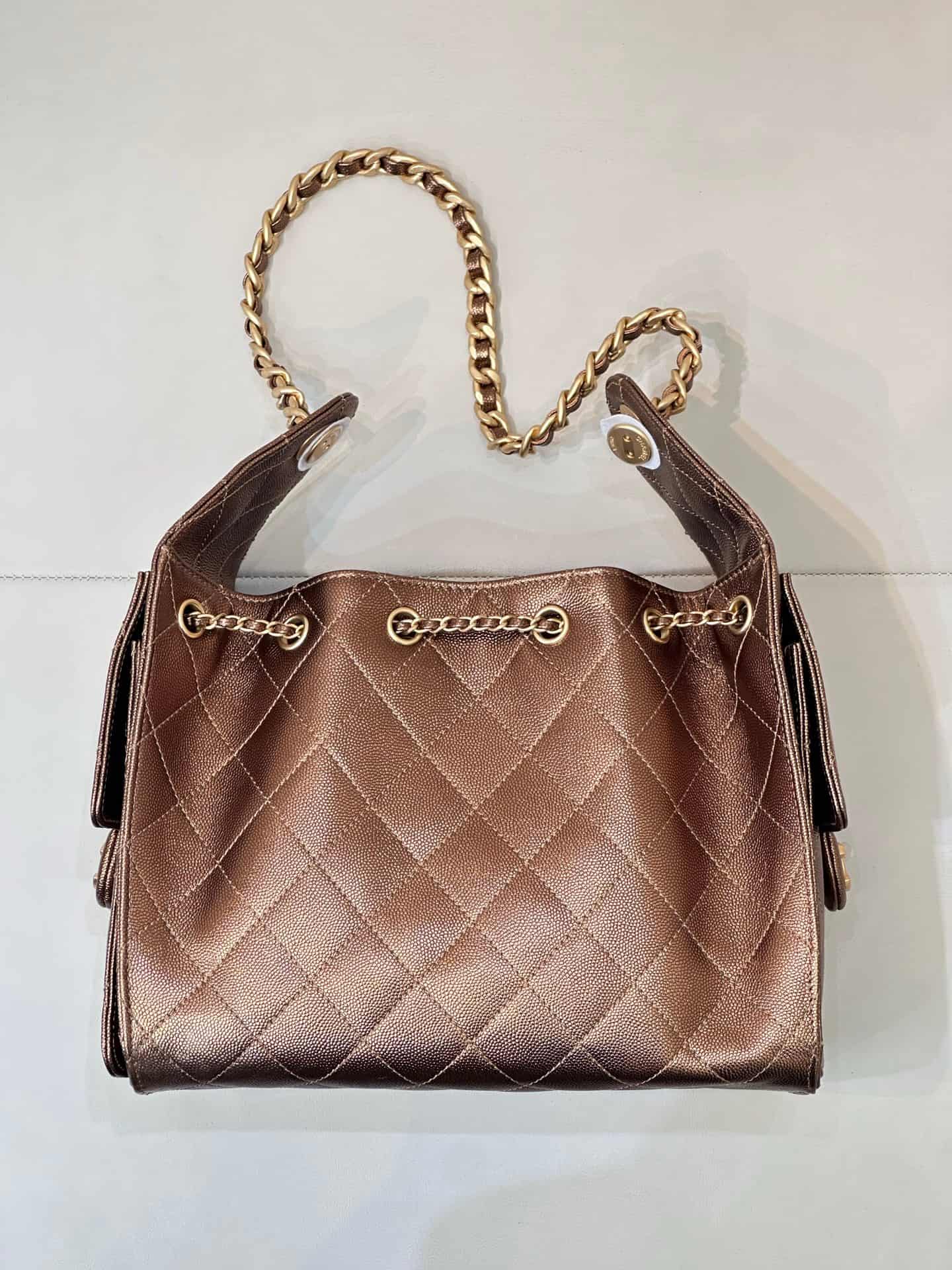 Chanel 25 Small Hobo handbag AS5293 Grained Calfskin & Gold-tone Metal Dark Gold TOP
