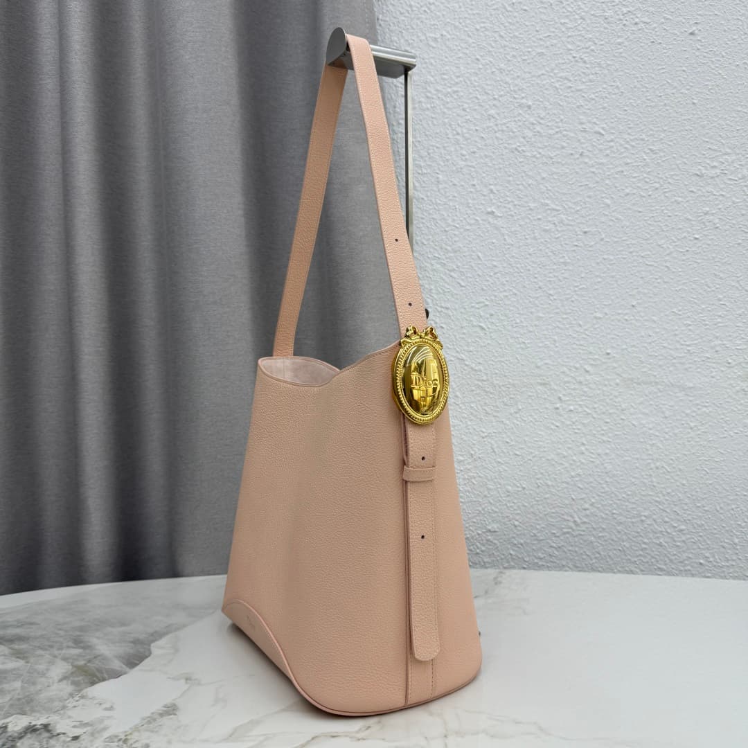 Dior Medaillon Bucket Bag in Rouge Powder Grained Calfskin High
