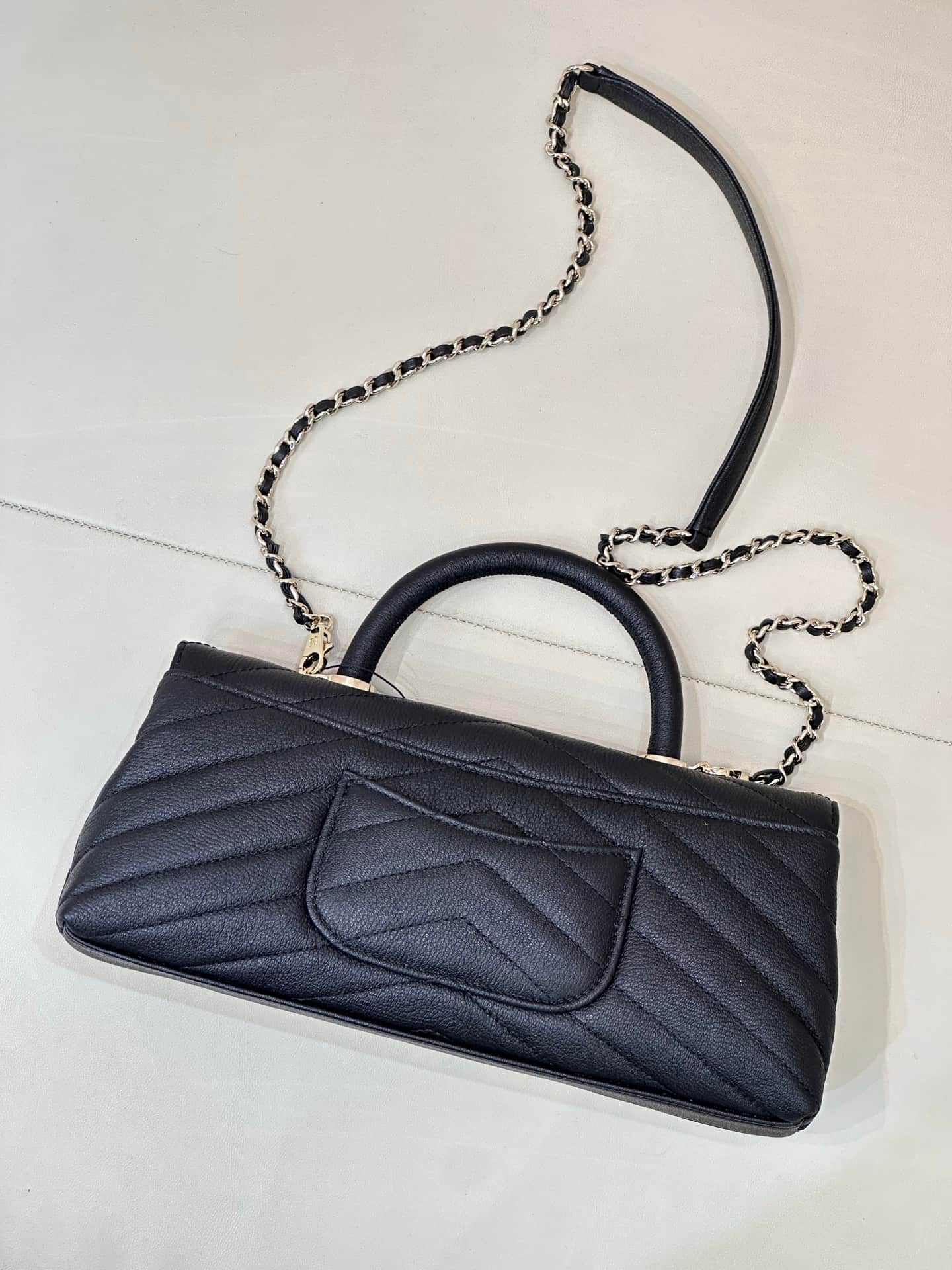 Chanel Maxi Flap Bag with Top Handle Grained Calfskin& Gold-Tone Metal AS6091 Black TOP