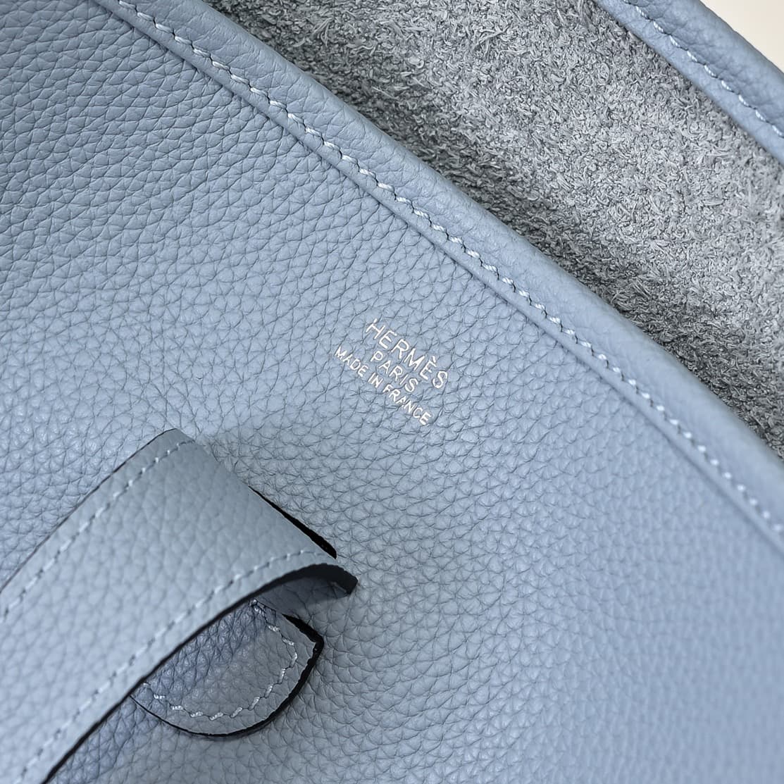 Hermes Evelyne III PM Bag Clemence Leather In Light Blue High