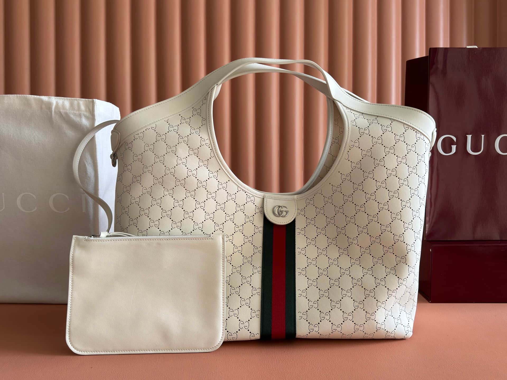 Gucci Giglio large tote bag white GG leather 853971 High