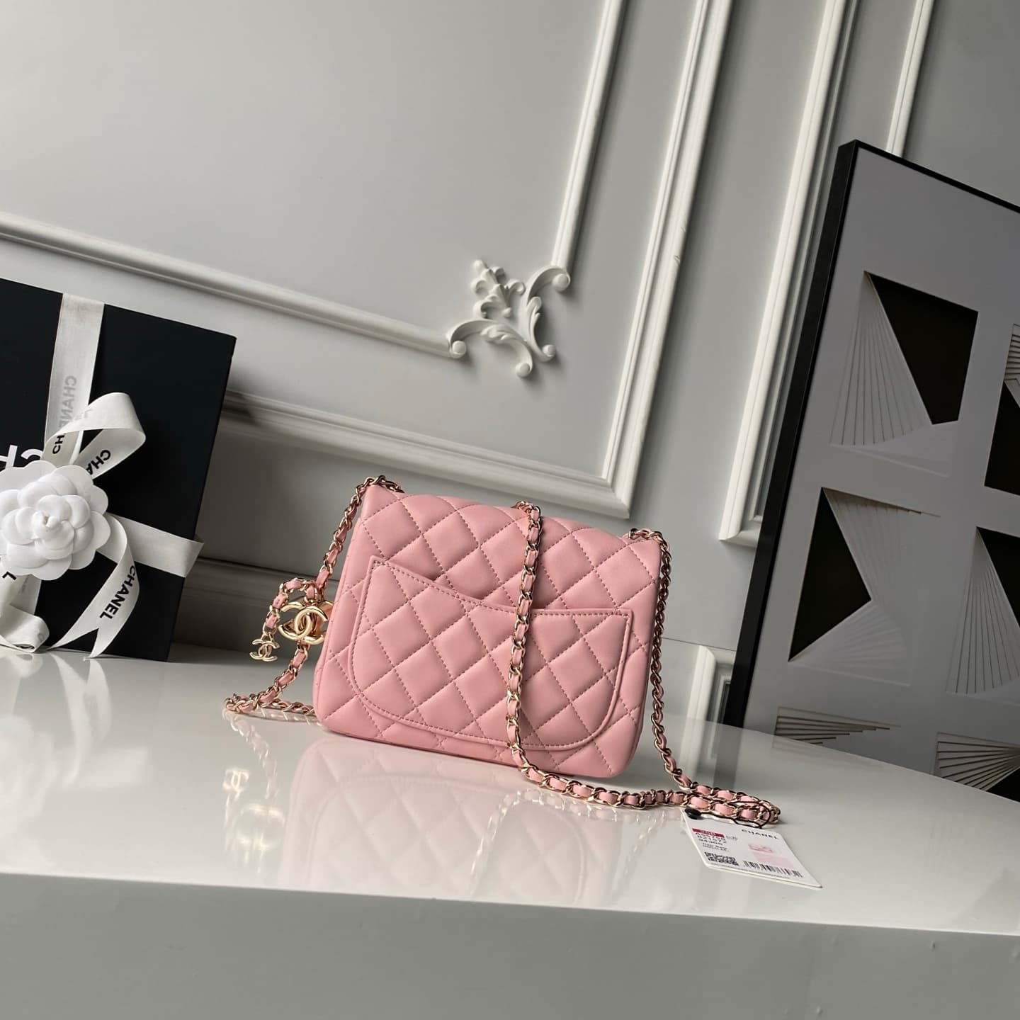 Chanel Mini Classic Flap Bag Lambskin & Gold-Tone Metal AS5758 Pink High