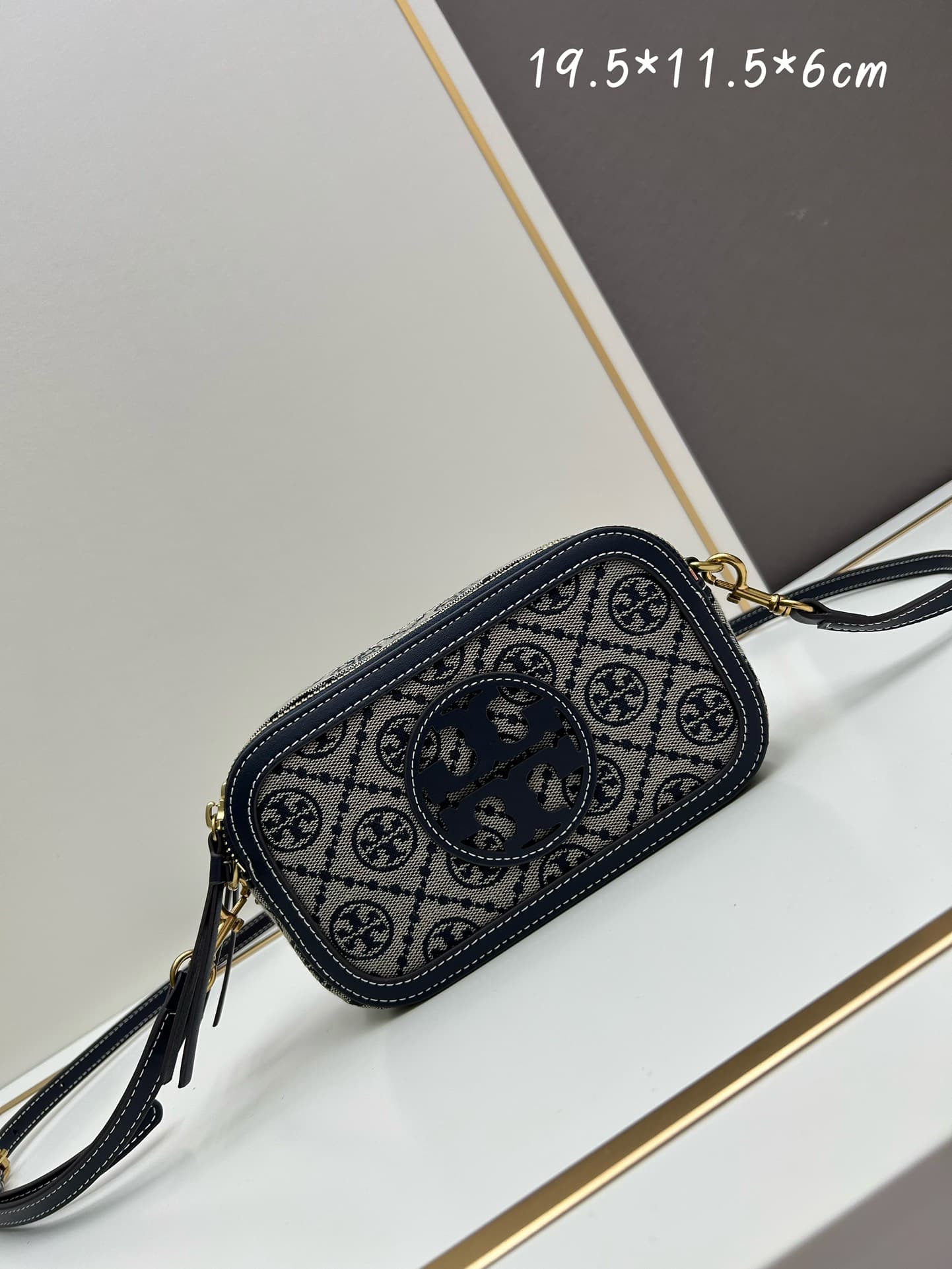 Tory Burch Mini Miller Crossbody Bag T-Monogram in Navy Blue High