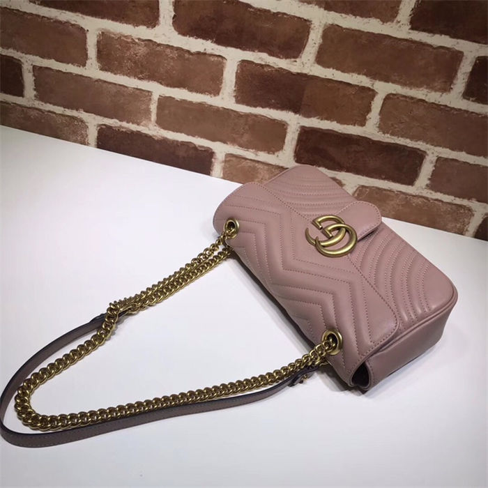 GG Marmont small matelassé shoulder bag 443497 Dusty Pink High