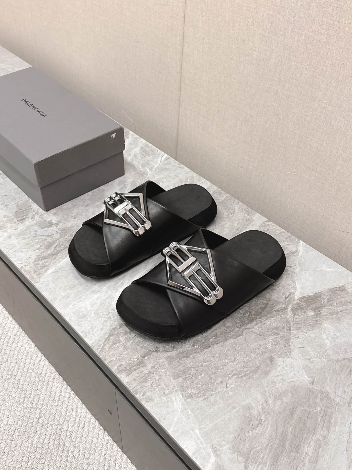 Balenciaga Sunset Flat BB Sandal Shoes Men Women