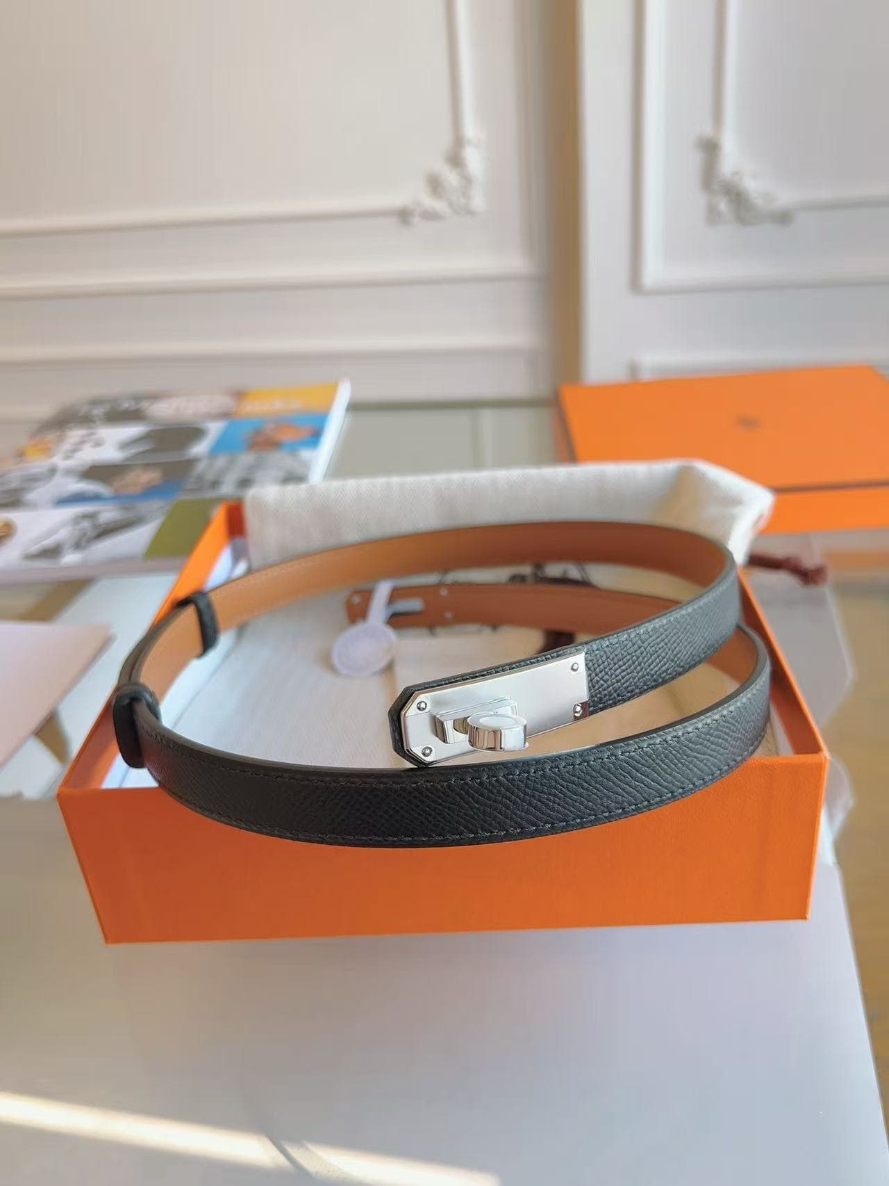Hermes Kelly 18 belt Epsom Black High