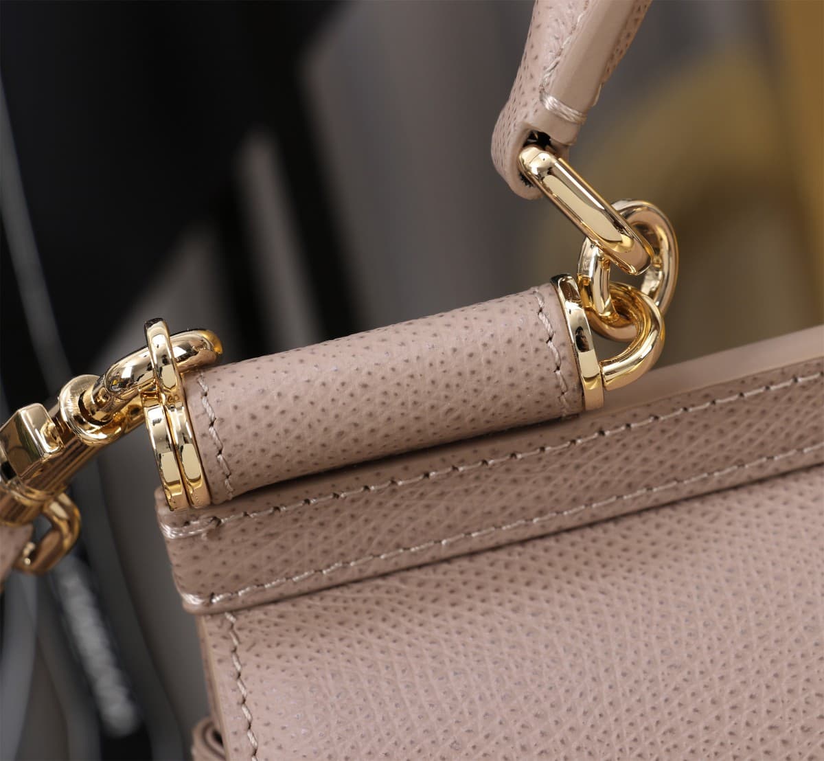 Dolce & Gabbana Miss Sicily top handle bag calfskin leather Nude Pink High
