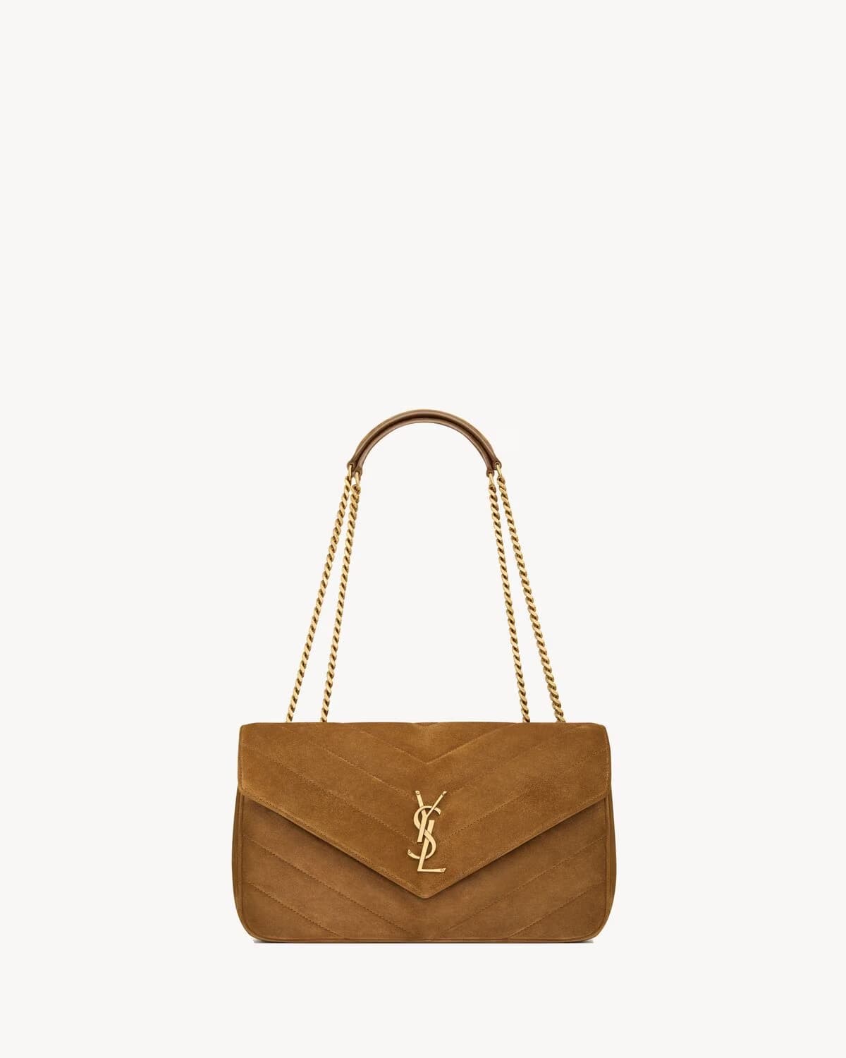 Saint Laurent LOULOU Medium in MATELASSÉ Suede Caramel Cognac High