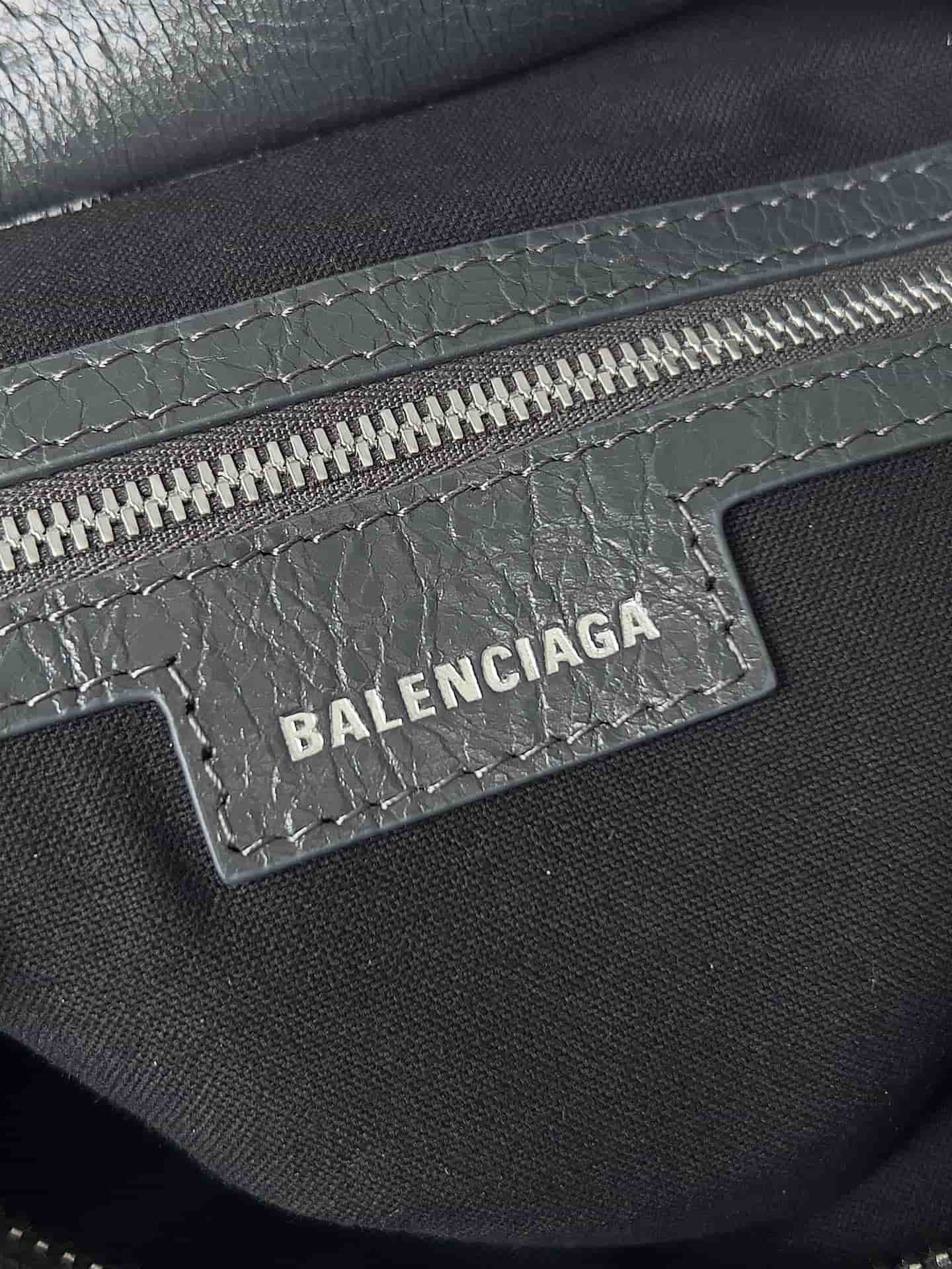 Balenciaga Small Neo Cagole City bag in anthracite grey lambskin leather High