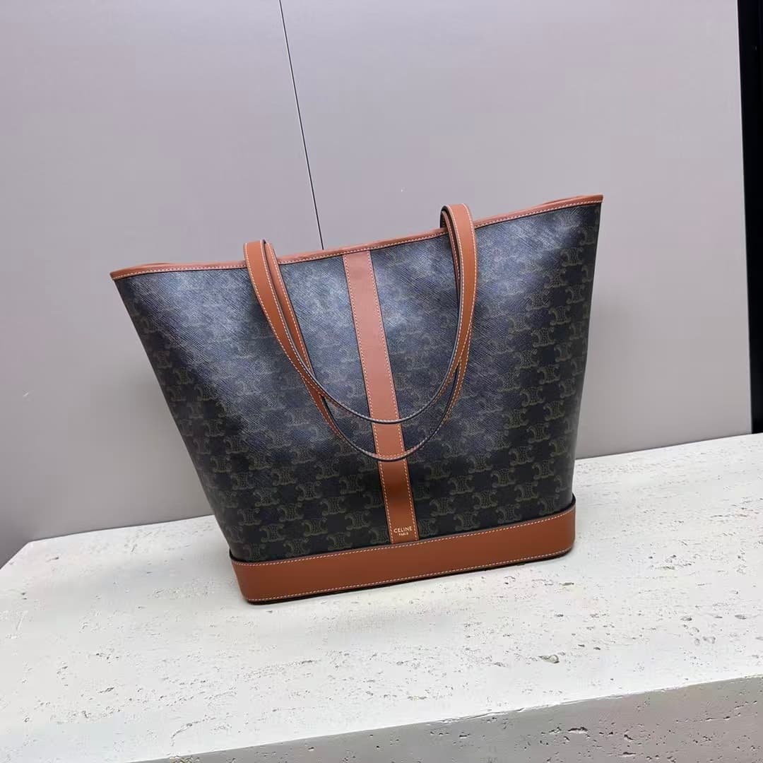 Celine Bucket IN Triomphe Canvas and calfskin high