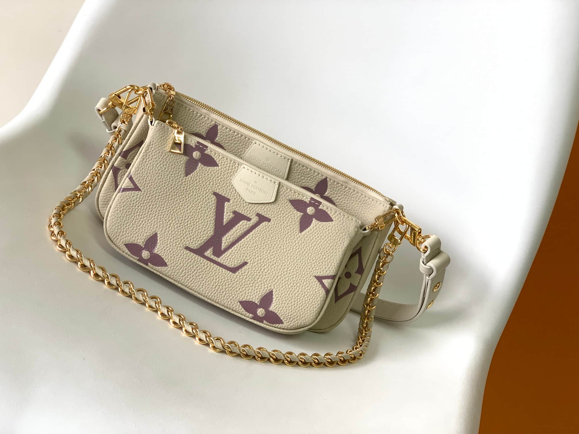 Louis Vuitton Multi Pochette Accessoires Bicolor Empreinte leather M80447 High