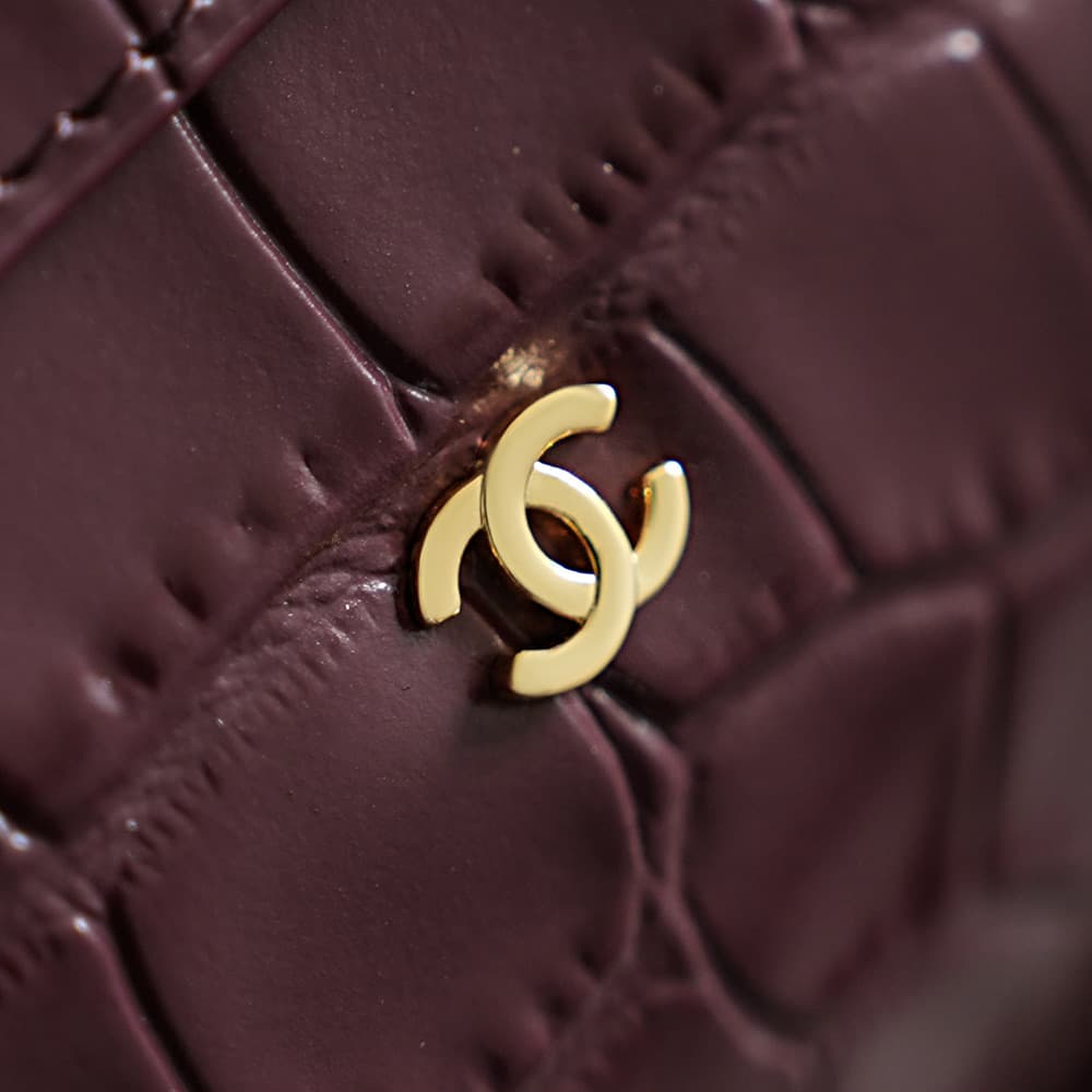 Chanel Mini Timeless Classic Barrel Bag crocodile-embossed calfskin& Gold-Tone Metal dark burgundy AP5390 A