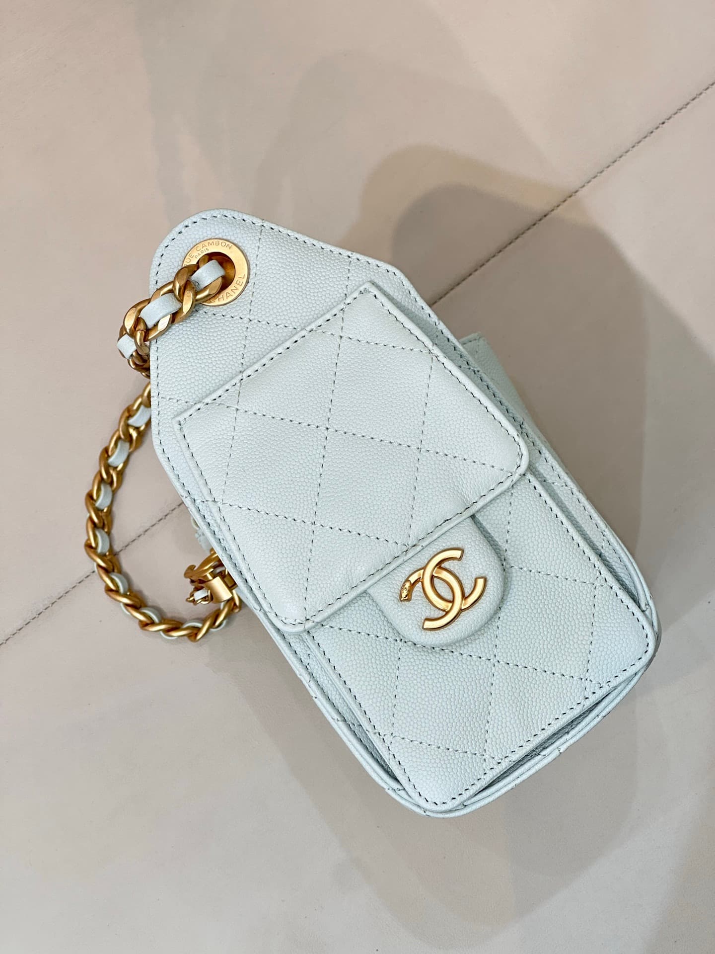 CHANEL 25 Mini Handbag AS5631 Grained Calfskin & Gold-tone Metal Light Green TOP