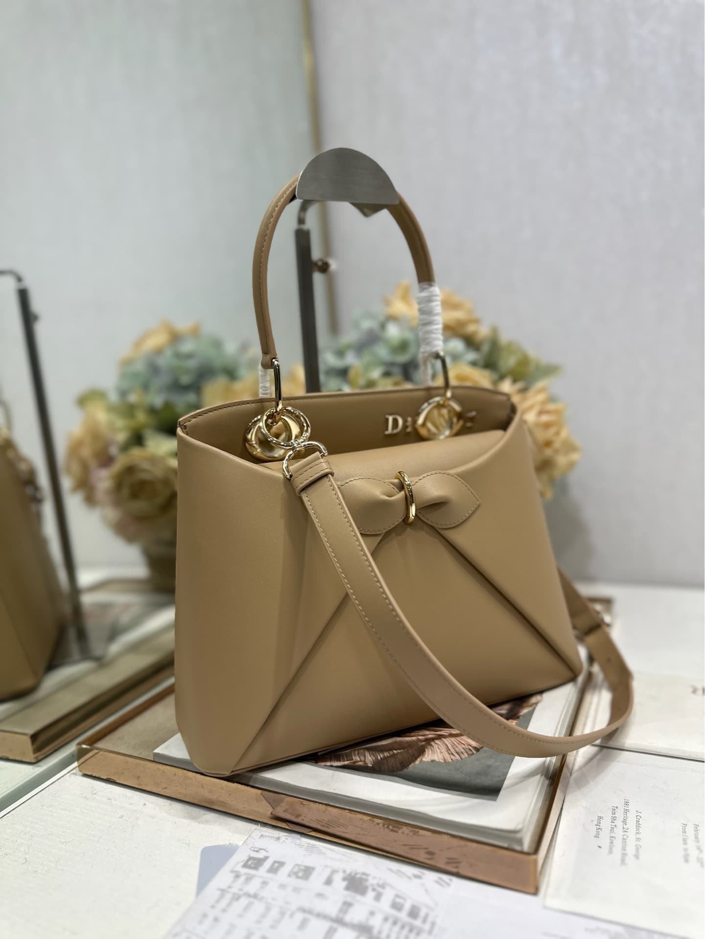 Small Dior Cigale Bag Beige Shiny Supple Calfskin High