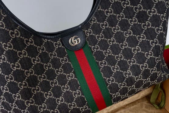 Gucci Giglio large tote bag black GG denim 853971 High