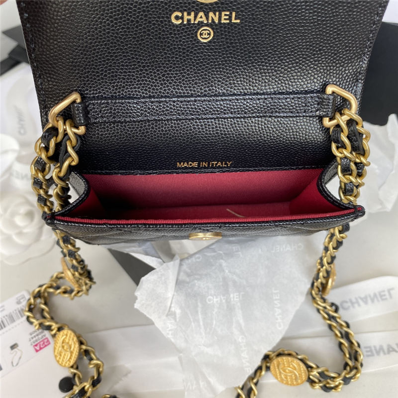 Chanel CLUTCH WITH CHAIN AP2857 Grained Shiny Calfskin & Gold-Tone Metal Black A