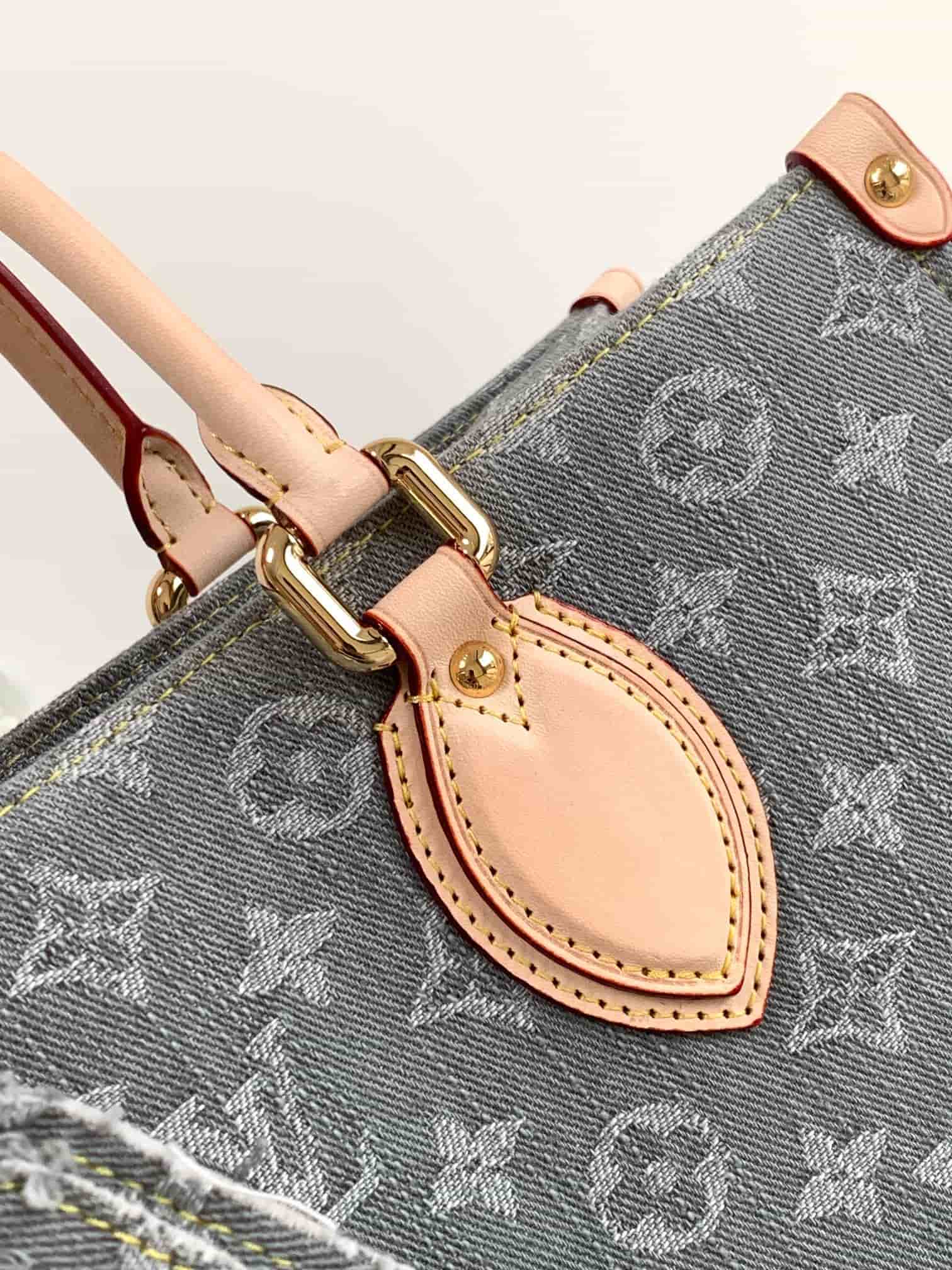 Louis Vuitton OnTheGo Handbag Monogram Washed Gray Denim M46871 High