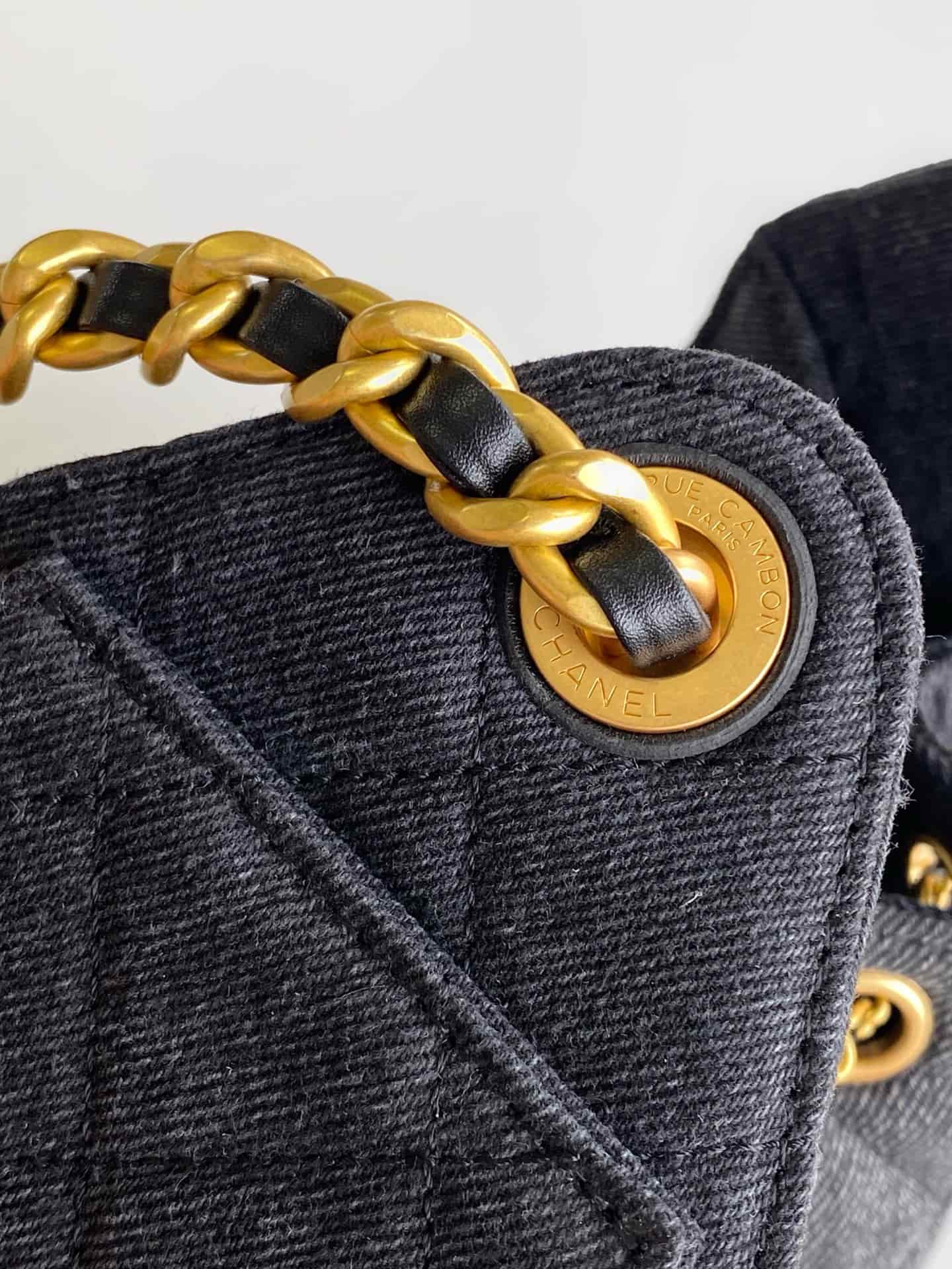 Chanel 25 Mini Hobo handbag AS5631 Denim & gold-tone metal Black A