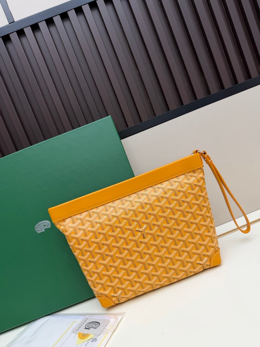 Goyard Conti pouch Goyardine canvas and Chevroches Calfskin Yellow High