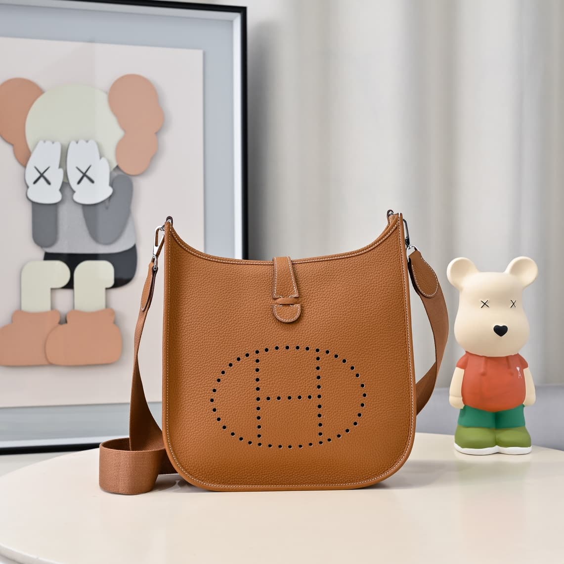 Hermes Evelyne III PM Bag Clemence Leather In Tan High