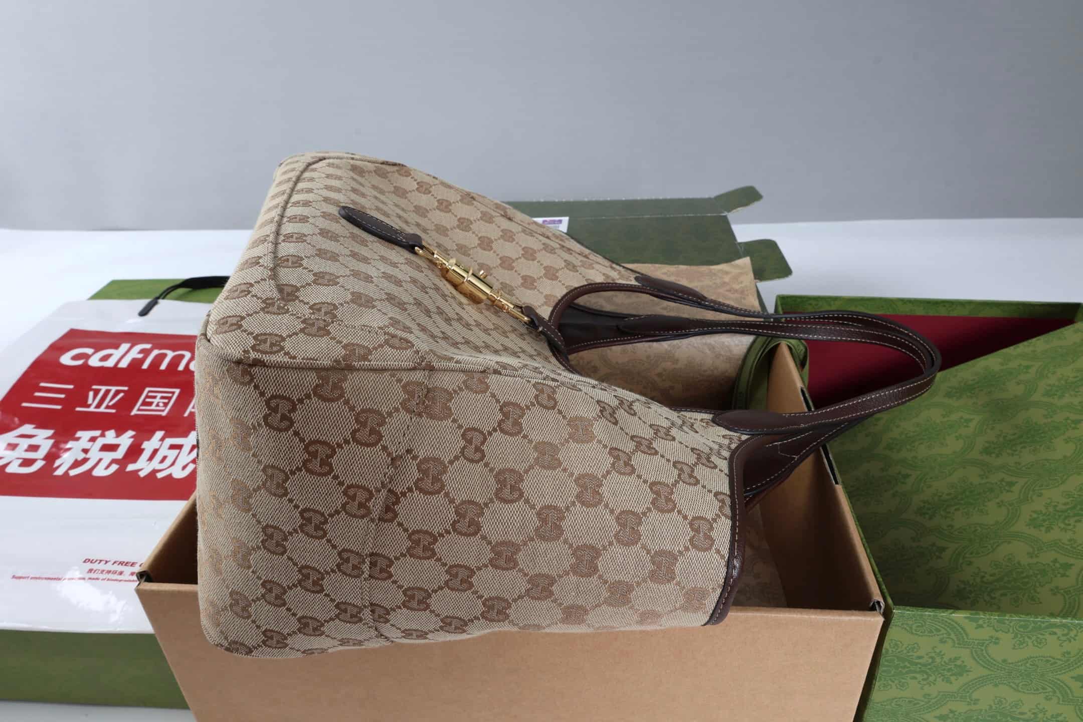 Gucci Mercato medium tote bag sand and brown GG canvas 866645 High
