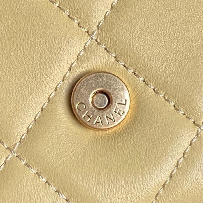 Chanel Trendy Pockets Hobo Bag Lambskin & Gold Metal Yellow AS5302 A