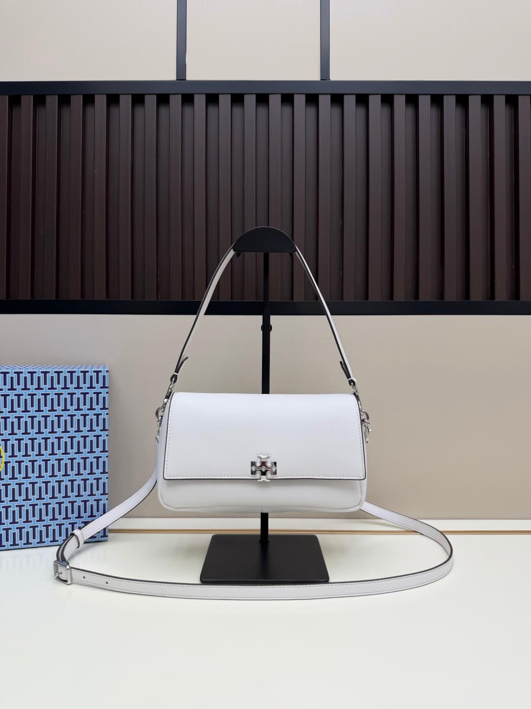 Tory Burch Charlie Small Shoulder Bag White Leather High