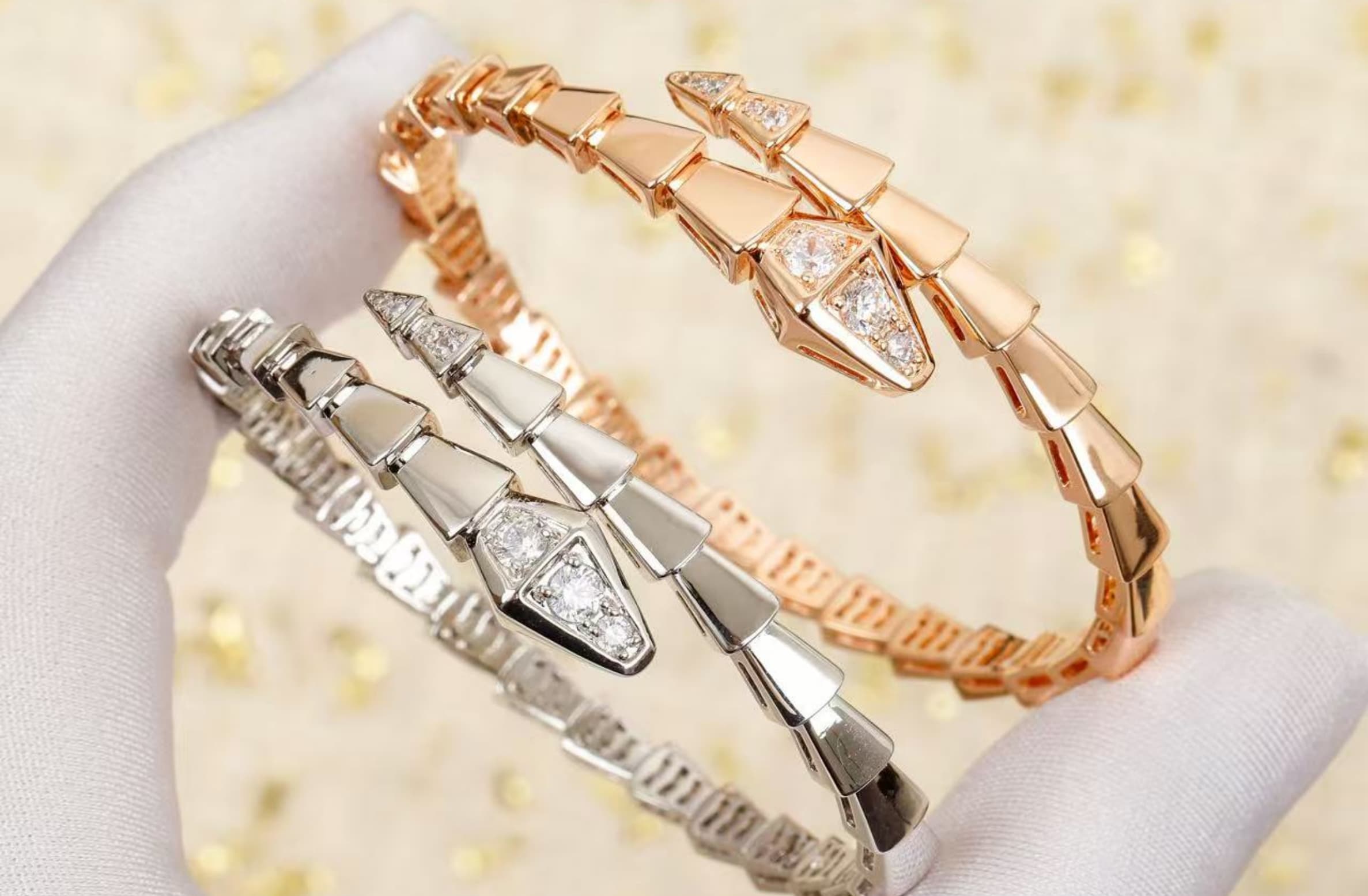 Bvlgari Serpenti Viper 18K Diamond Wrap Bracelet High