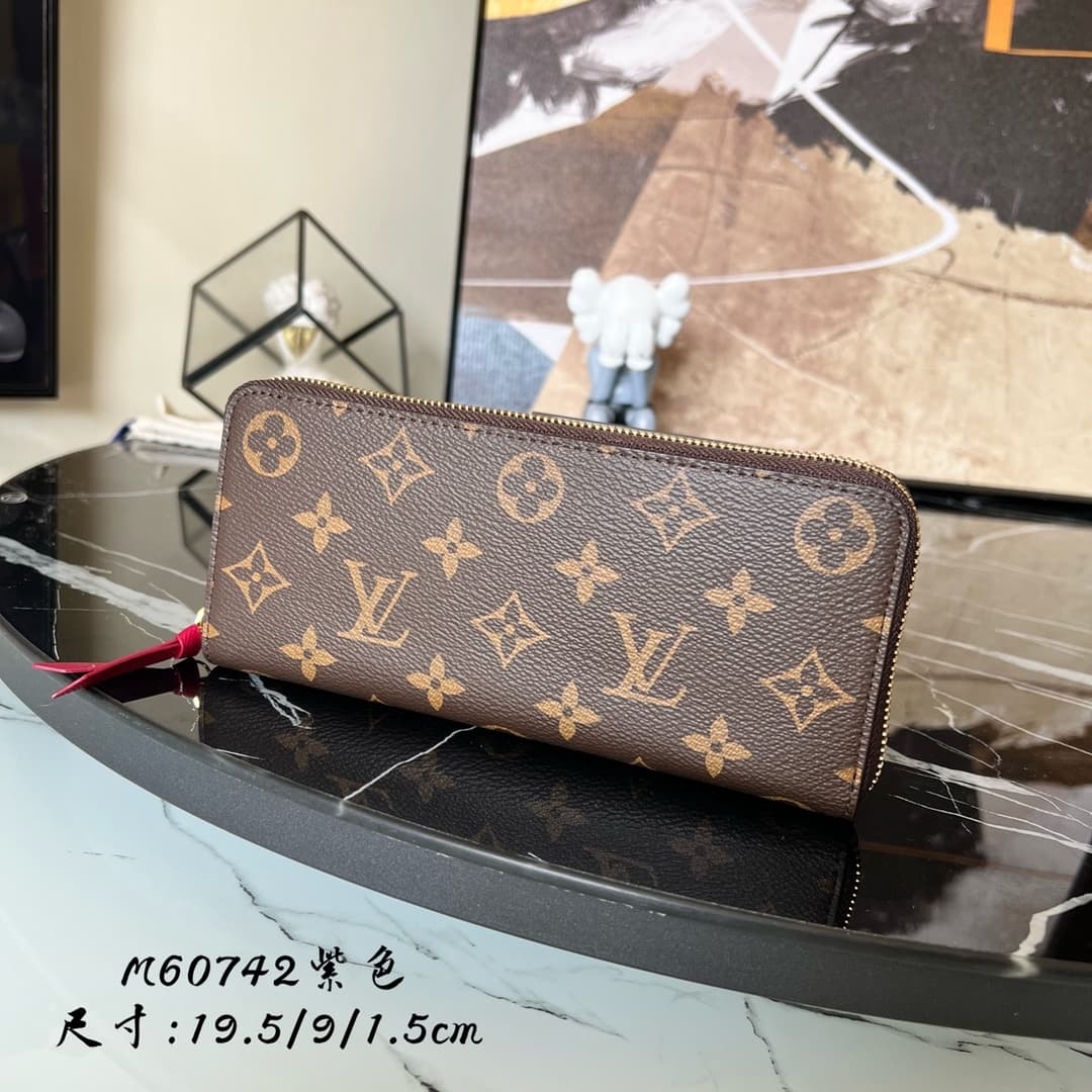 Louis Vuitton CLÉMENCE WALLET Monogram Wine-Lining M60742 High