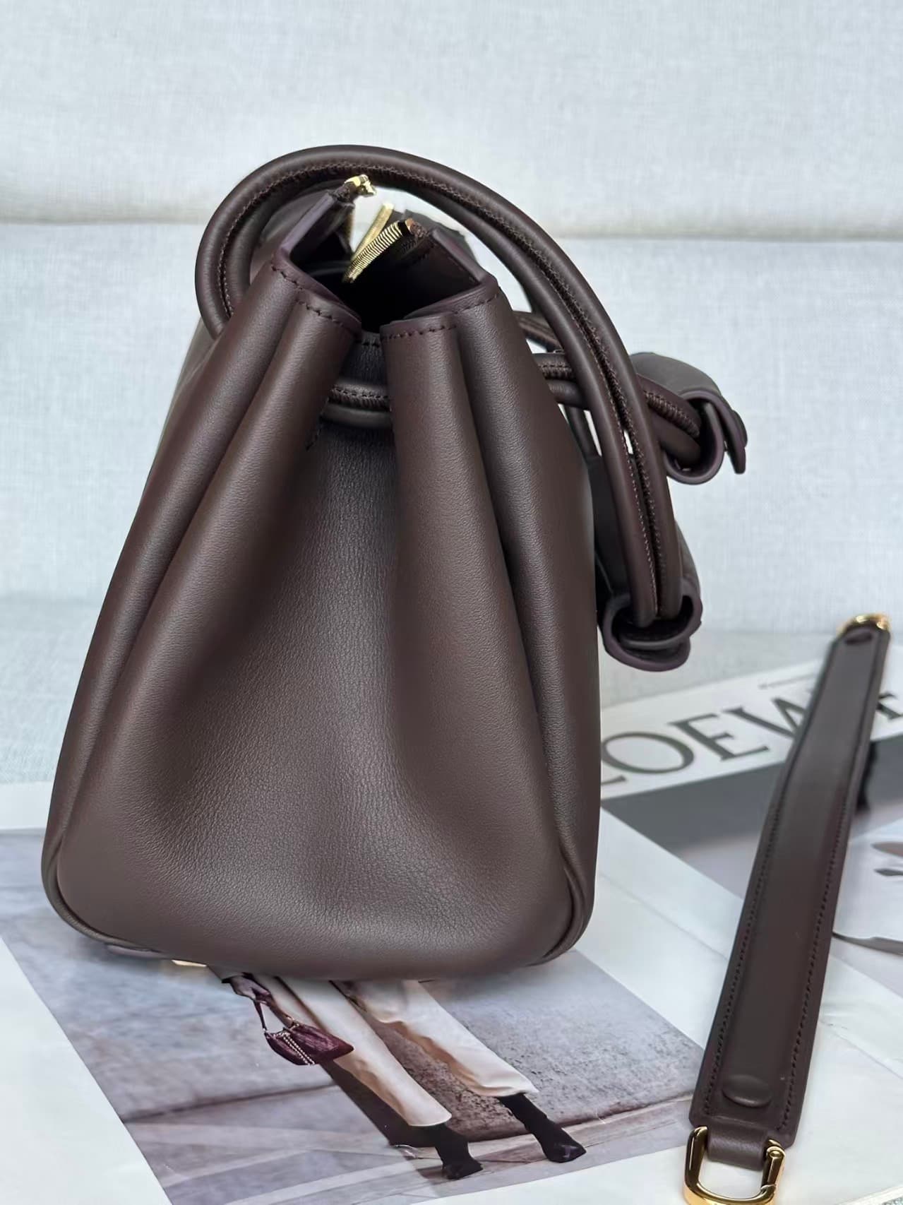 LOEWE Small Madrid bag in supple Calfskin Dark Brown High