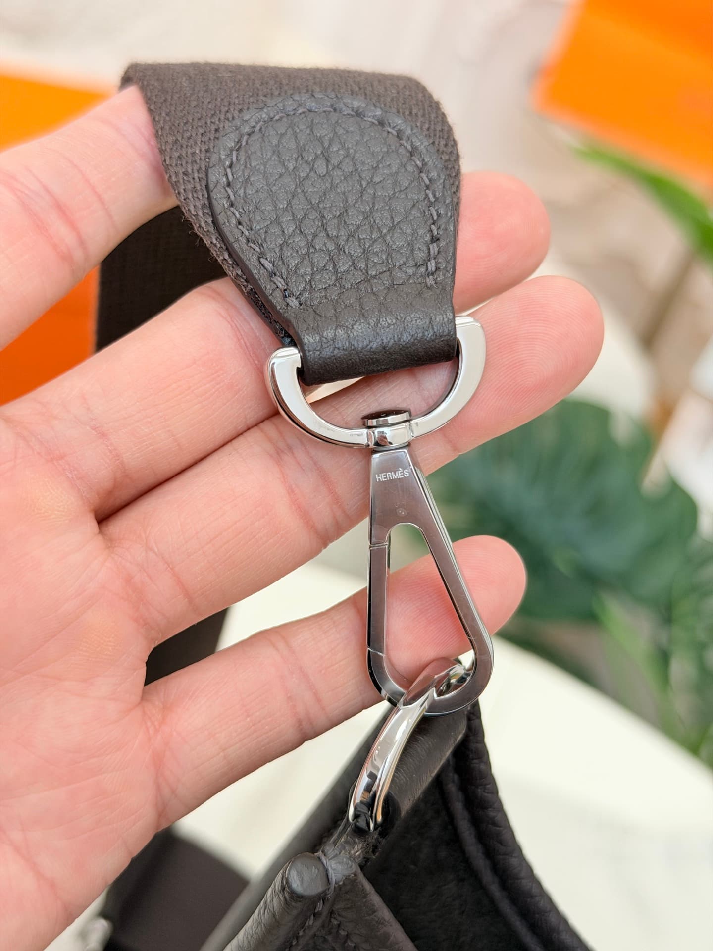 Hermes Evelyne Mini 23 Bag Calfskin In Ebony WAX High