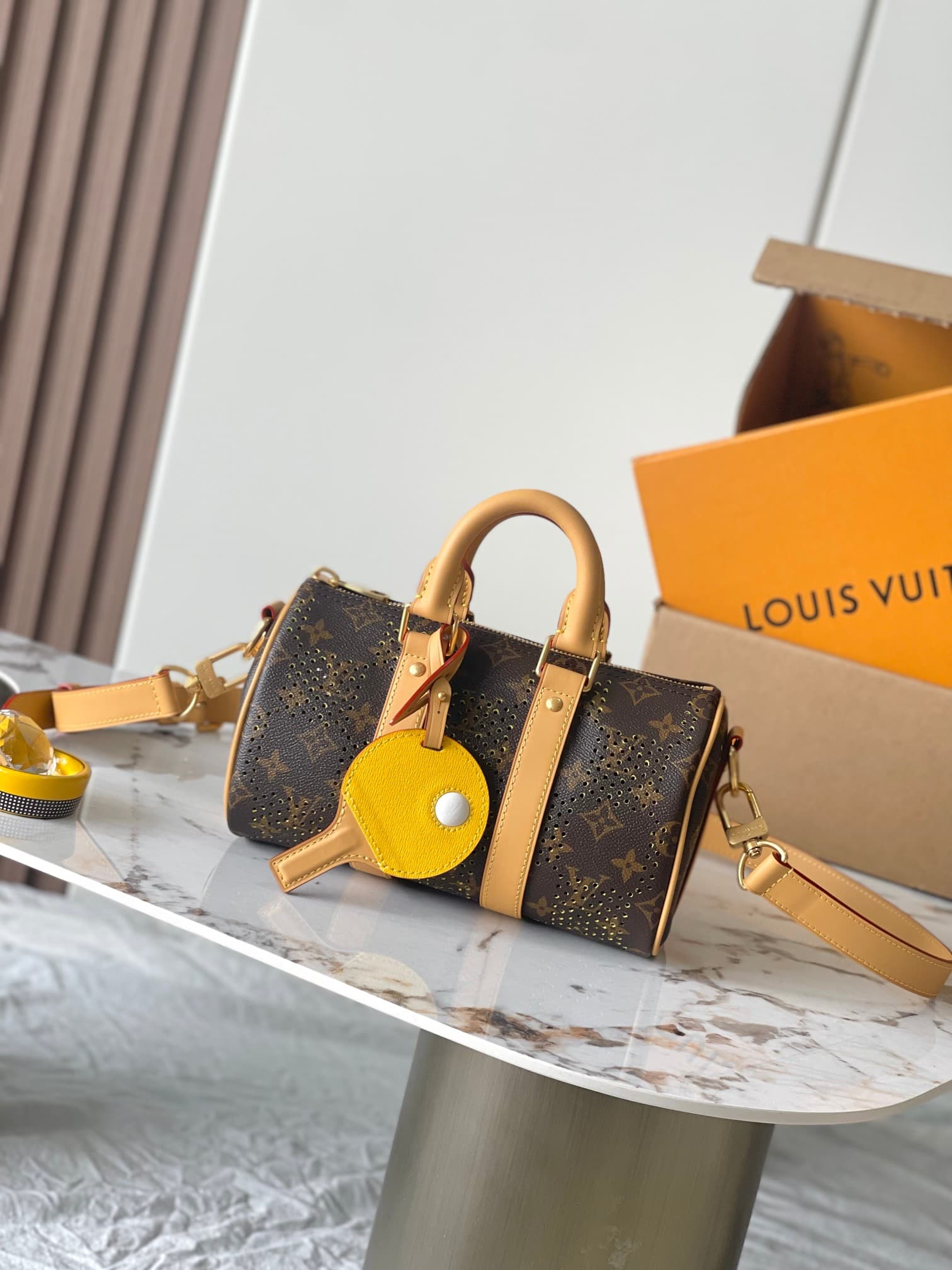 Louis Vuitton Keepall Bandoulière 25 Monogram/Yellow Grid coated canvas M29296 High