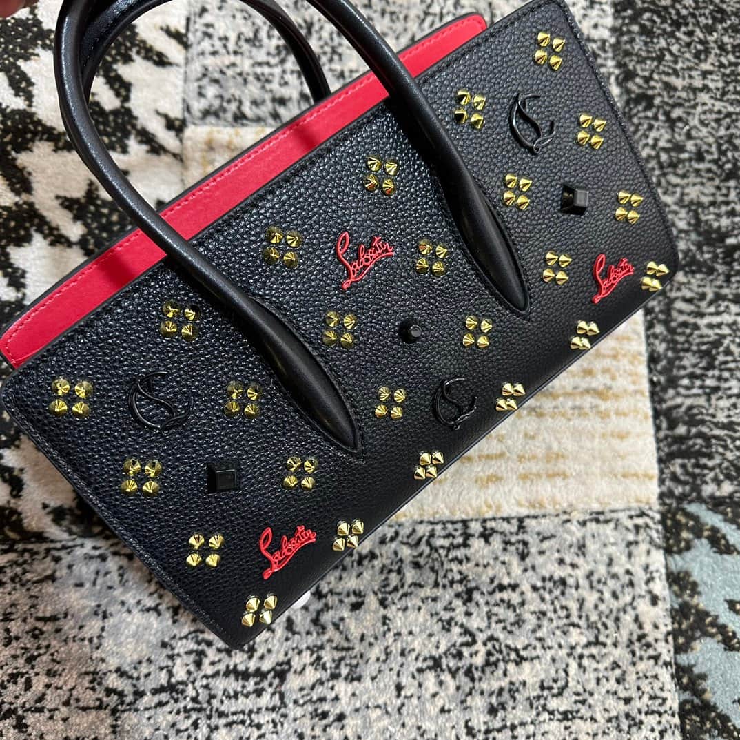 Christian Louboutin Paloma leather tote bag in black with spikes &studs High