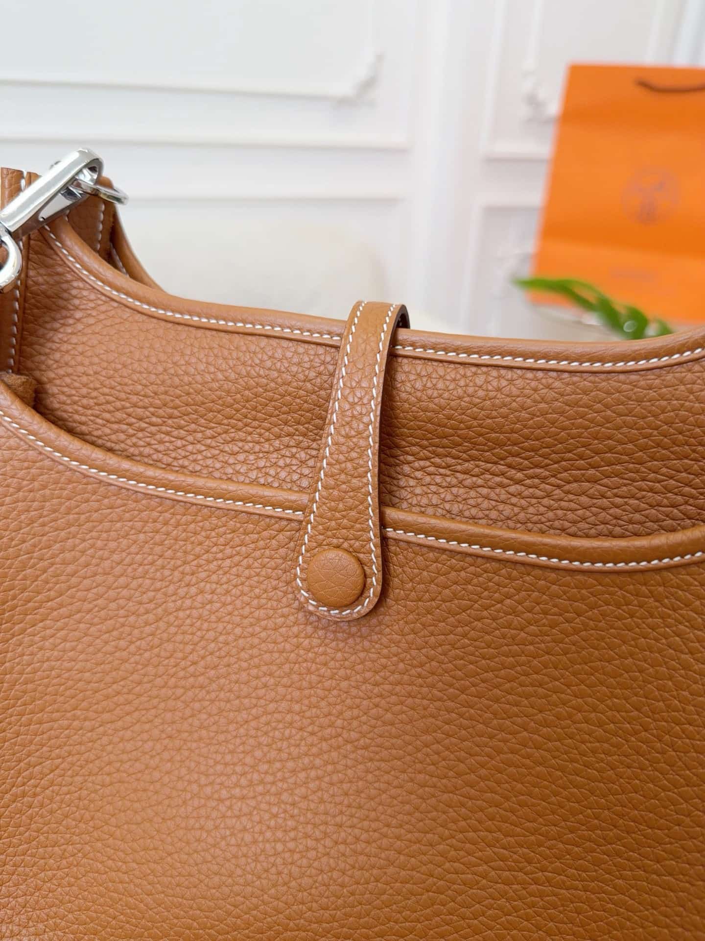 Hermes Evelyne Mini 23 Bag Calfskin In Gold WAX High