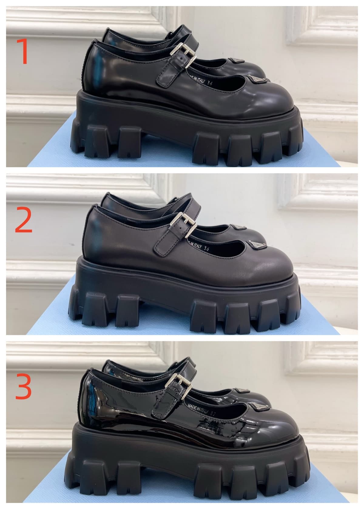 Prada Brushed leather Monolith Mary Janes