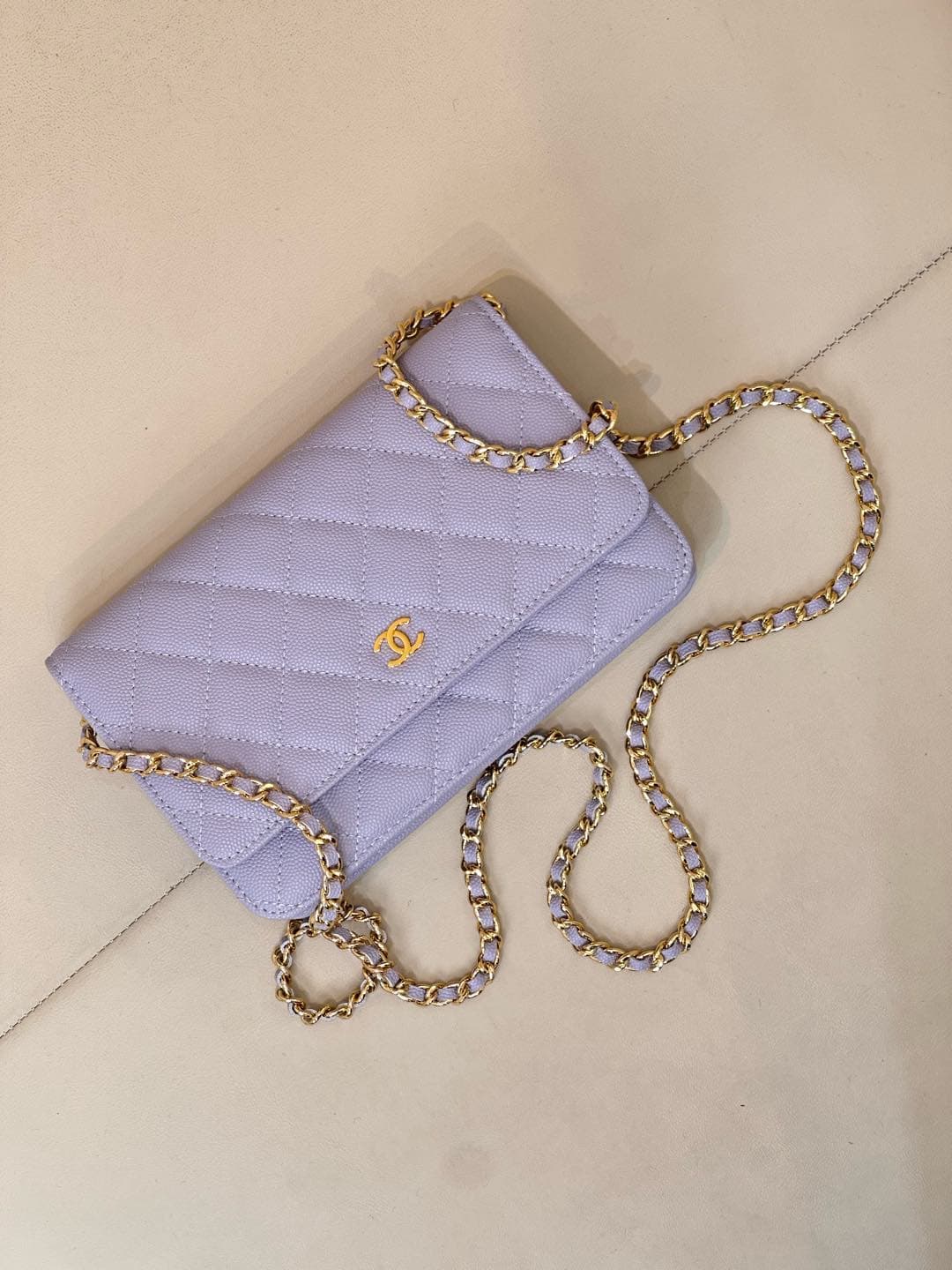 Chanel Wallet on Chain Grained Calfskin& Gold-tone Metal AP0250 Purple TOP